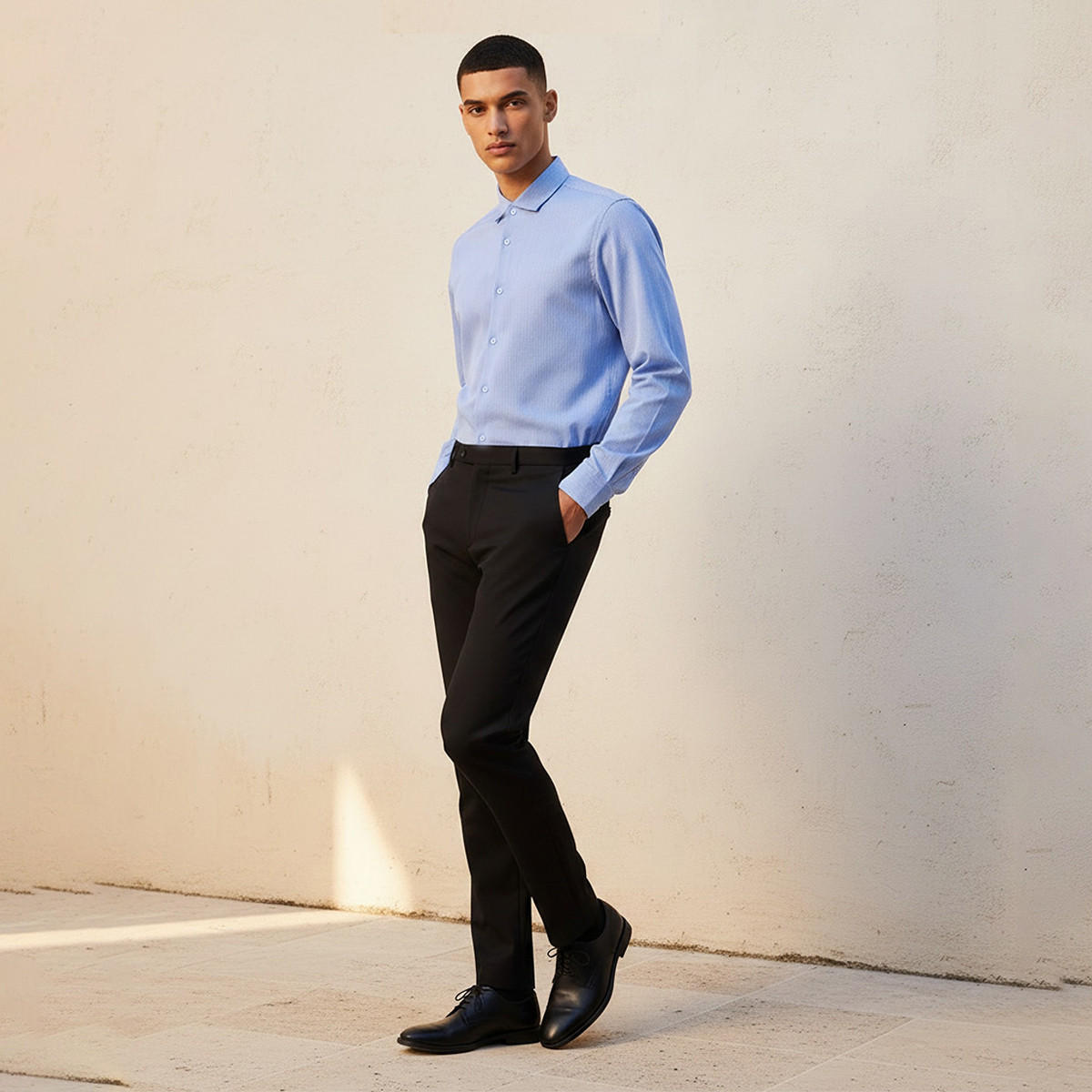 قميص مخطط بأكمام طويلة وقصة وياقة عادية-men-clothing-shirts-image-3