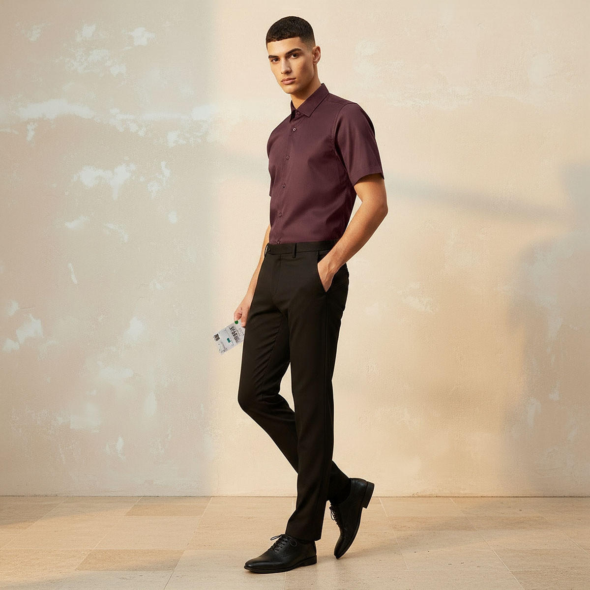 قميص بقصة سليم وياقة عادية وأكمام قصيرة-men-clothing-shirts-image-3