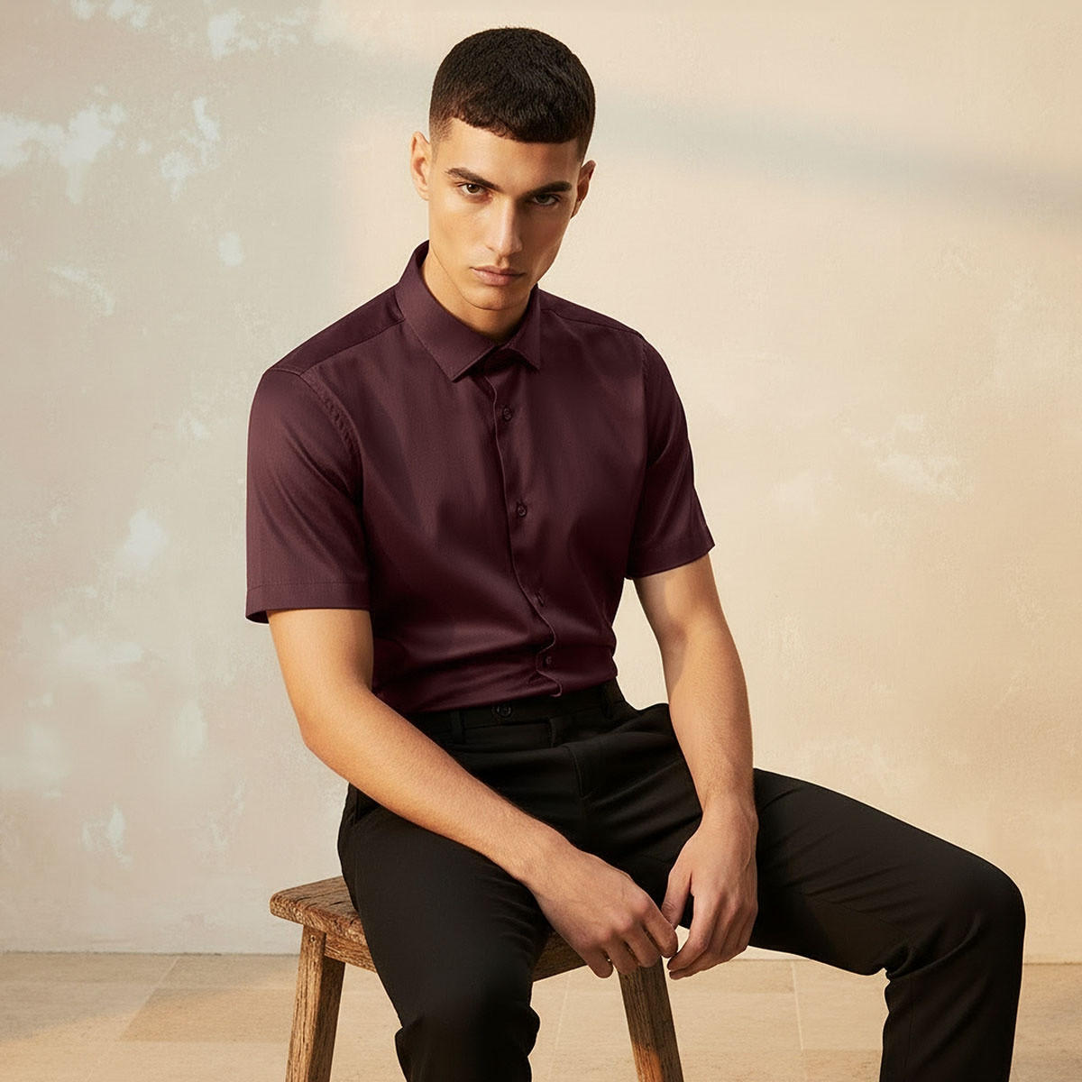 قميص بقصة سليم وياقة عادية وأكمام قصيرة-men-clothing-shirts-image-5