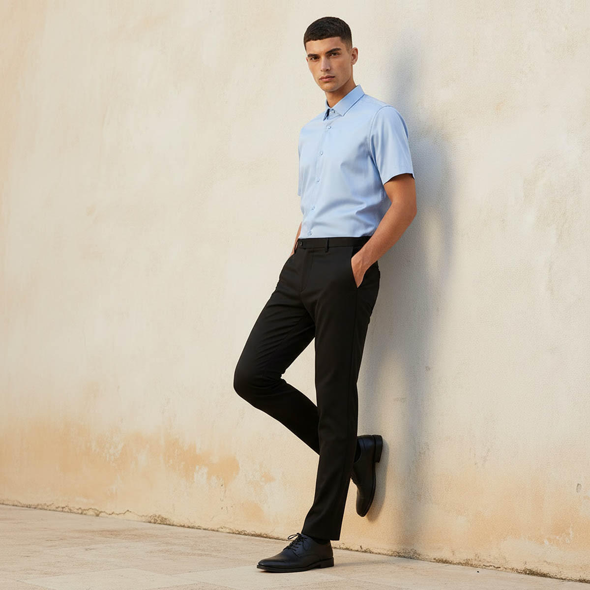 Slim Fit Collared Short Sleeves Shirt-men-clothing-shirts-image-3