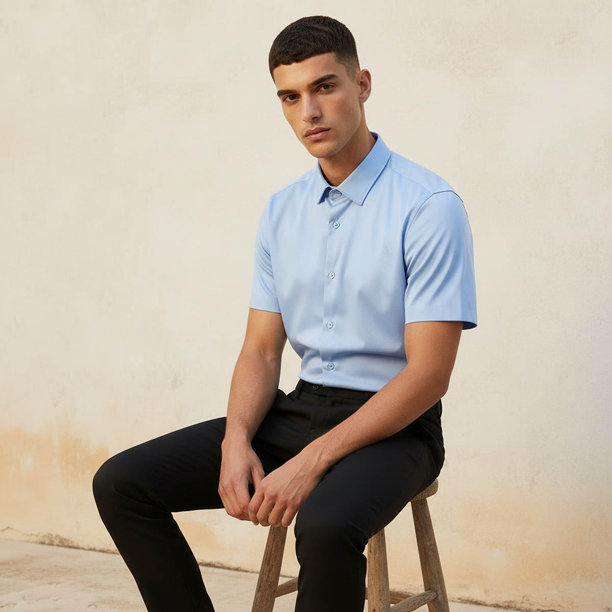 Slim Fit Collared Short Sleeves Shirt-men-clothing-shirts-image-5