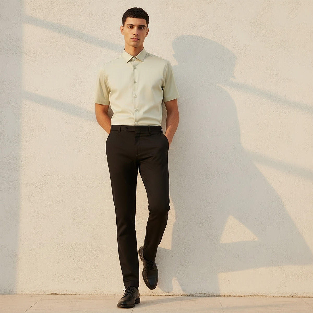 Slim Fit Collared Short Sleeves Shirt-men-clothing-shirts-image-3