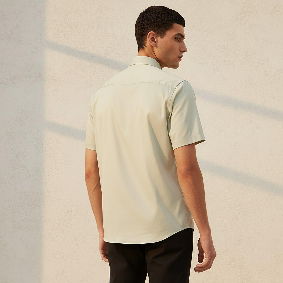 Slim Fit Collared Short Sleeves Shirt-men-clothing-shirts-image-4