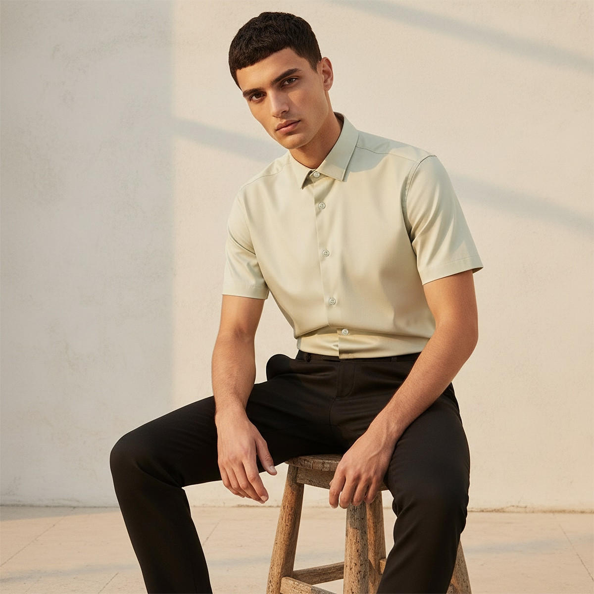 Slim Fit Collared Short Sleeves Shirt-men-clothing-shirts-image-5