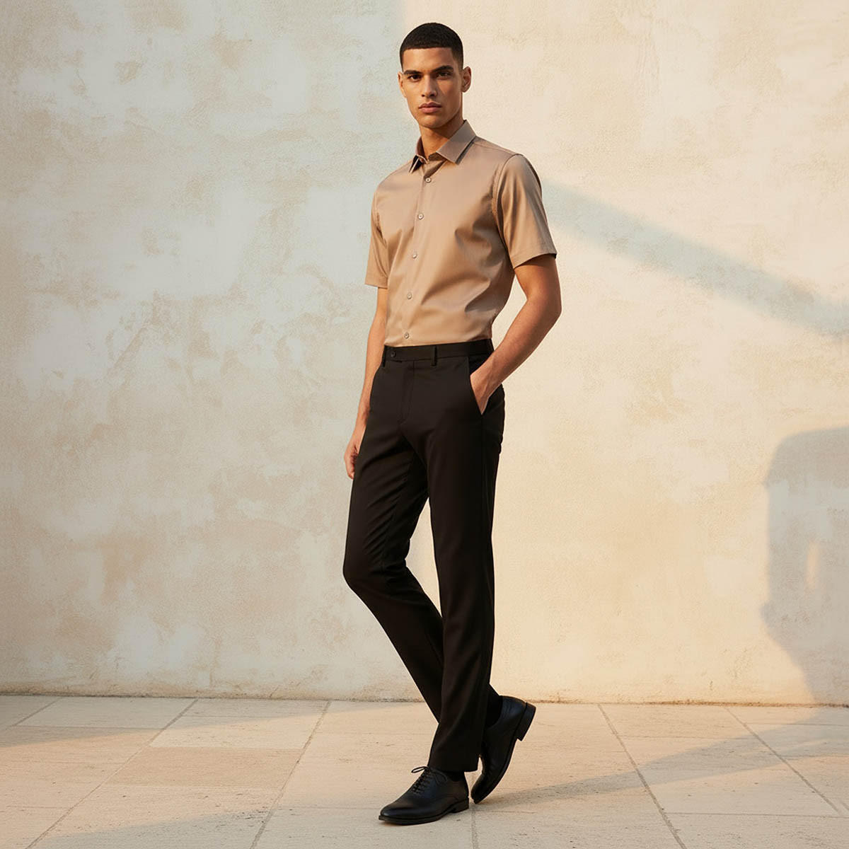 Slim Fit Collared Short Sleeves Shirt-men-clothing-shirts-image-3
