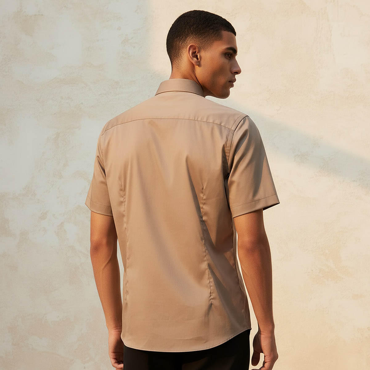 Slim Fit Collared Short Sleeves Shirt-men-clothing-shirts-image-4