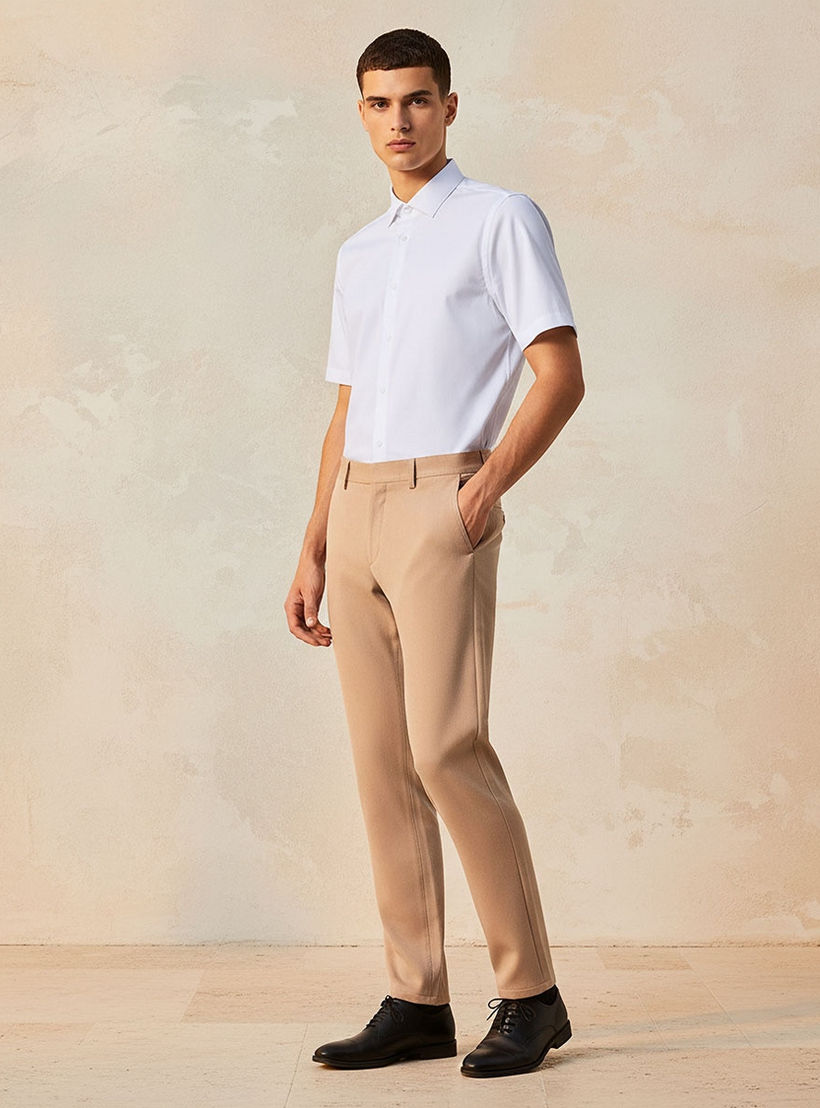 قميص بقصة سليم وياقة عادية وأكمام قصيرة-men-clothing-shirts-image-3