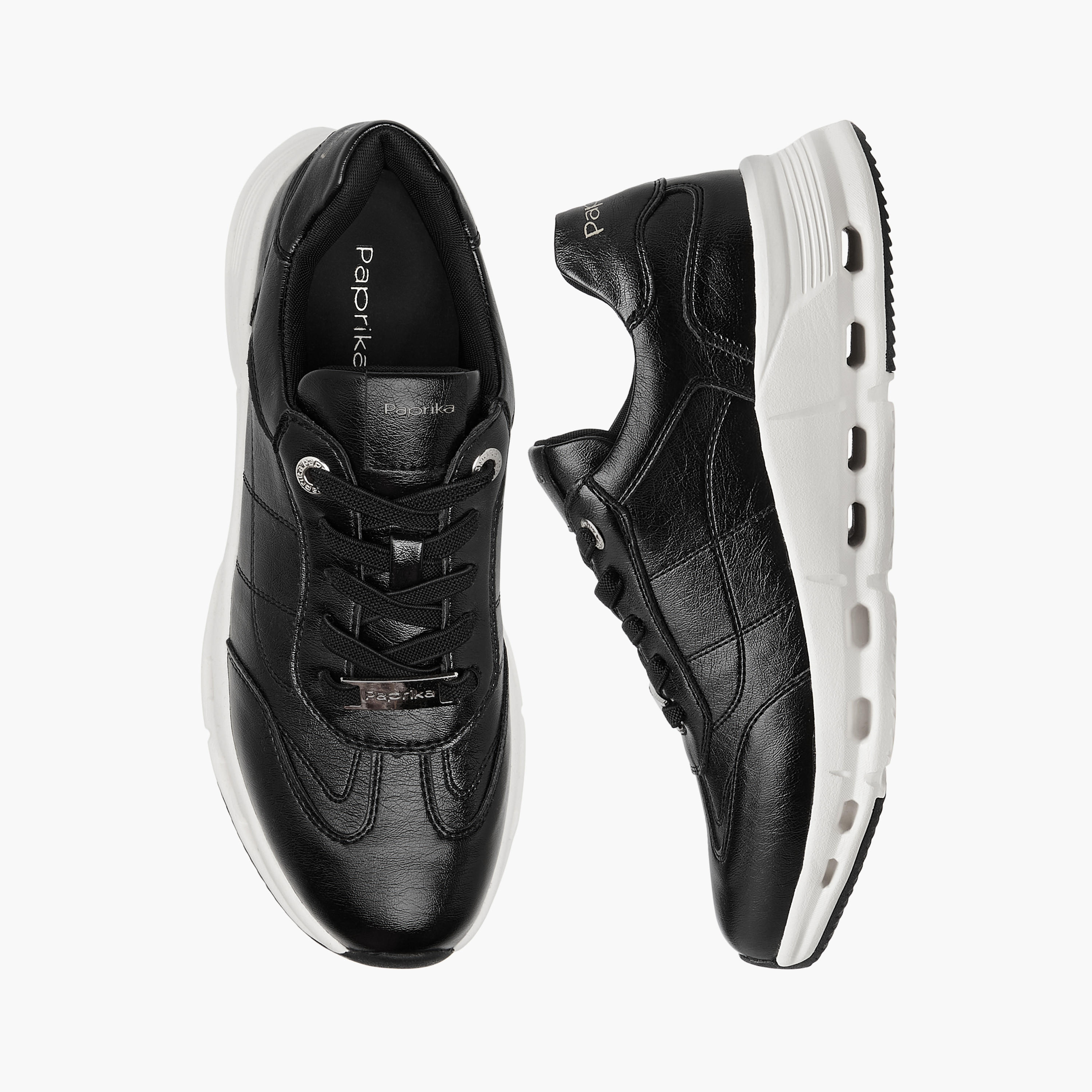 Paprika Panelled Sneakers with Lace-Up Closure-women-shoes-sneakers-image-1