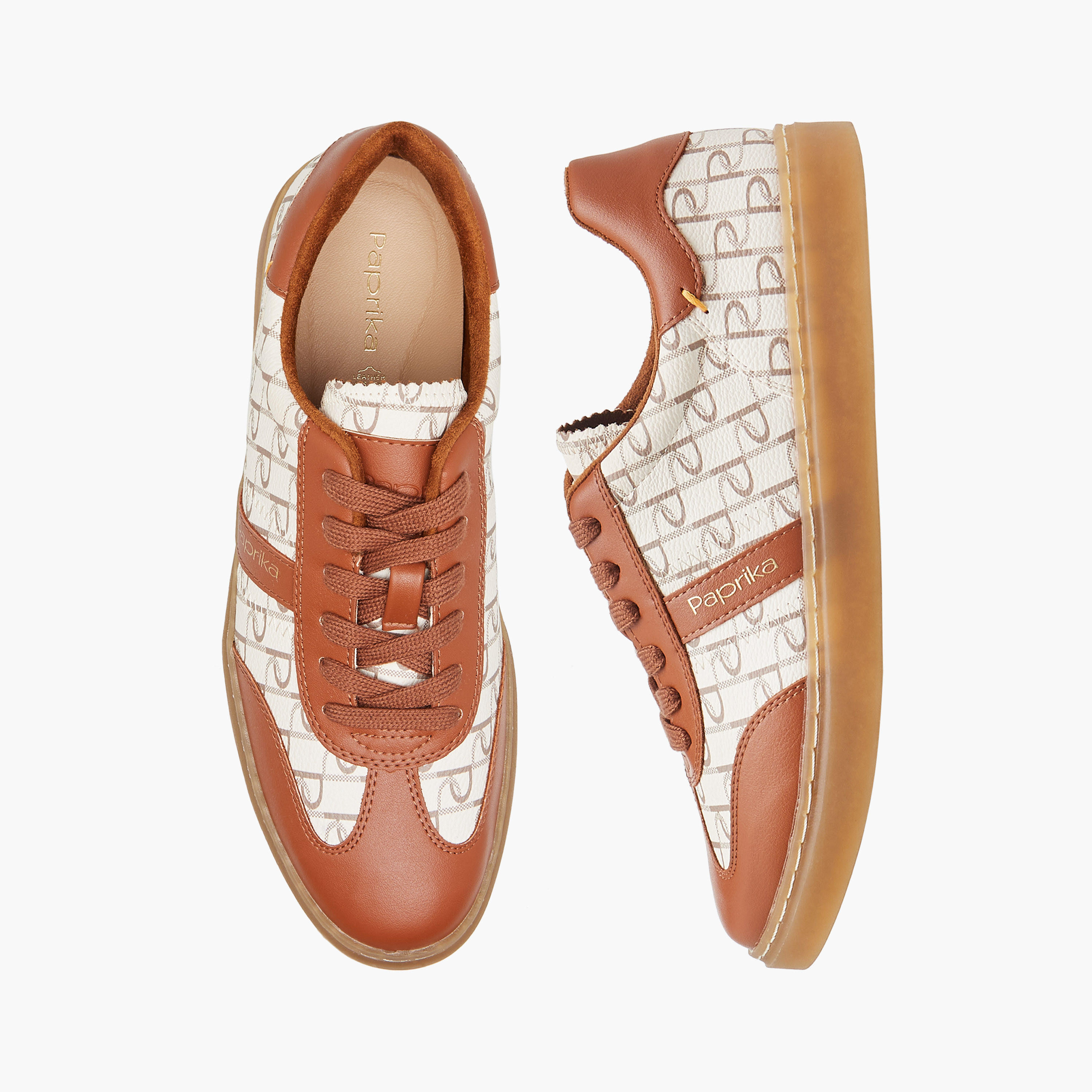 Paprika Monogram Print Lace-Up Sneakers-women-shoes-sneakers-image-1