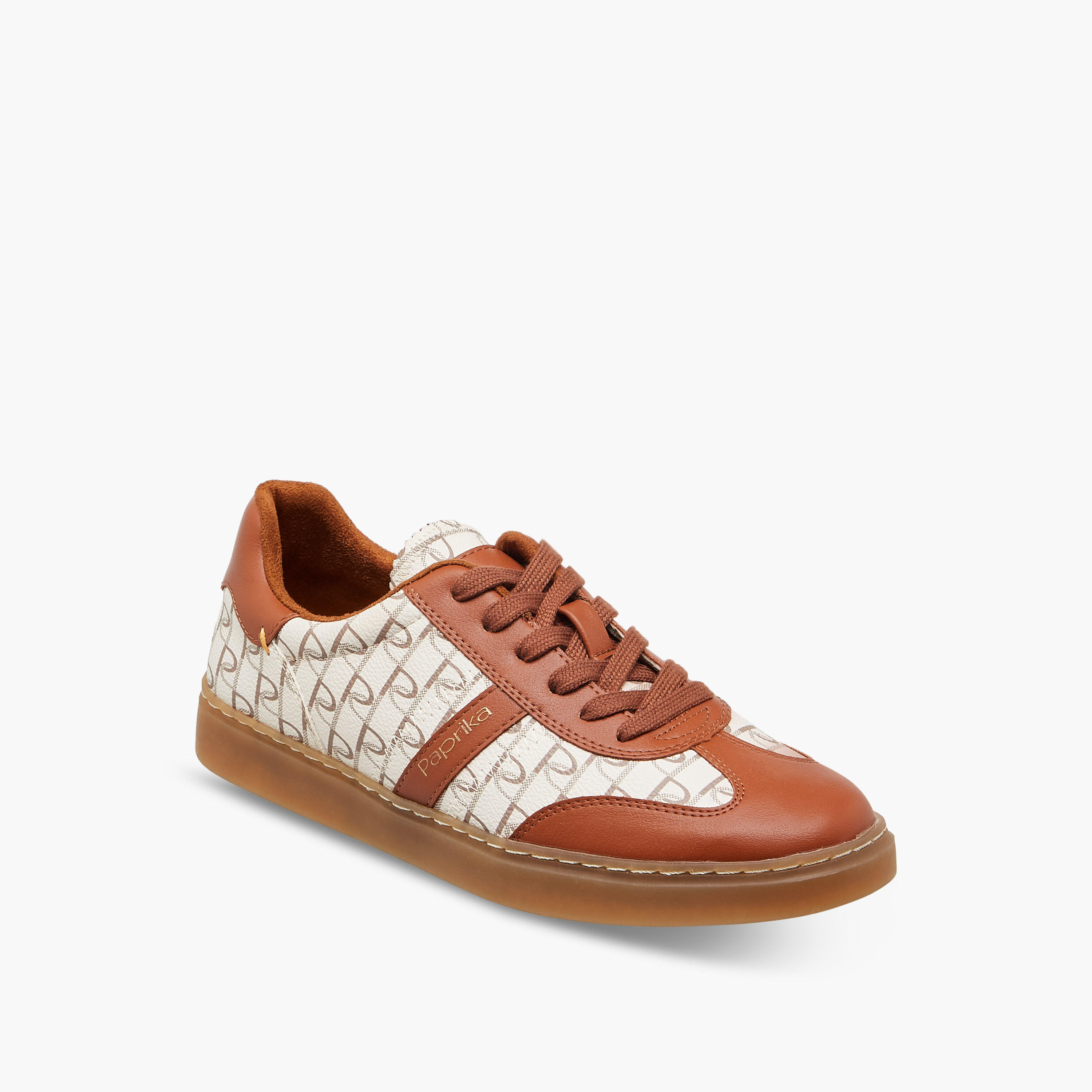 Paprika Monogram Print Lace-Up Sneakers-women-shoes-sneakers-image-2