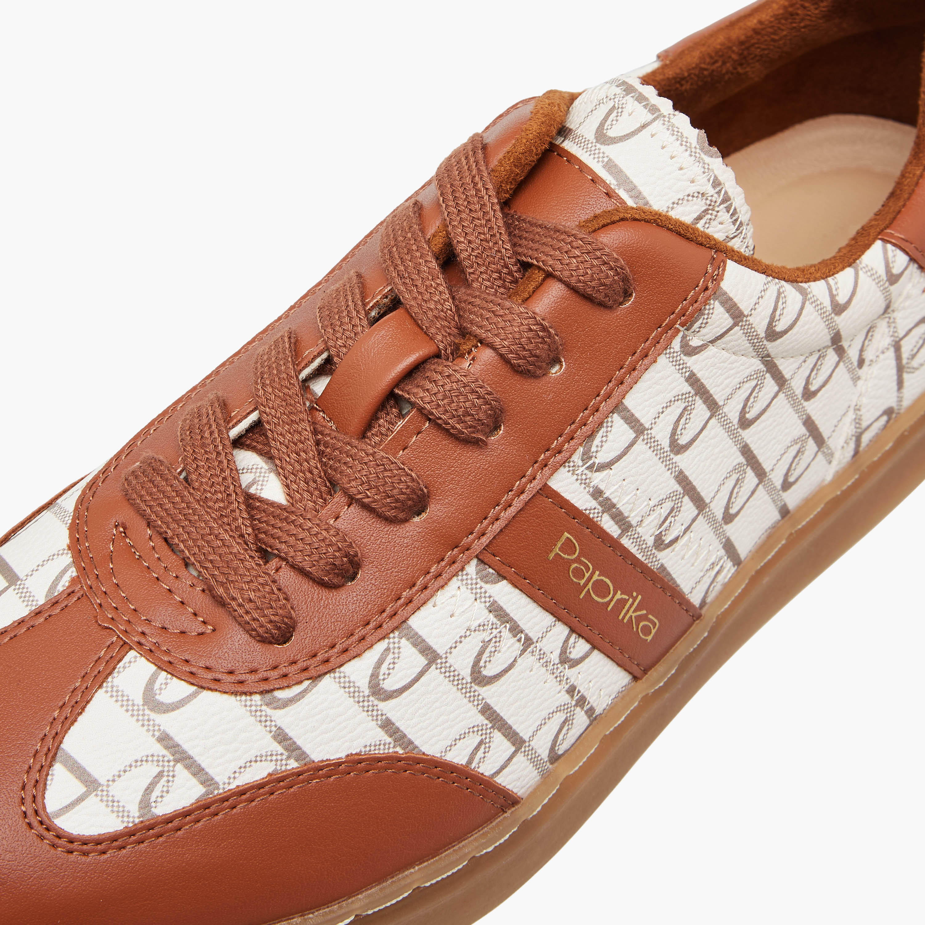 Paprika Monogram Print Lace-Up Sneakers-women-shoes-sneakers-image-4