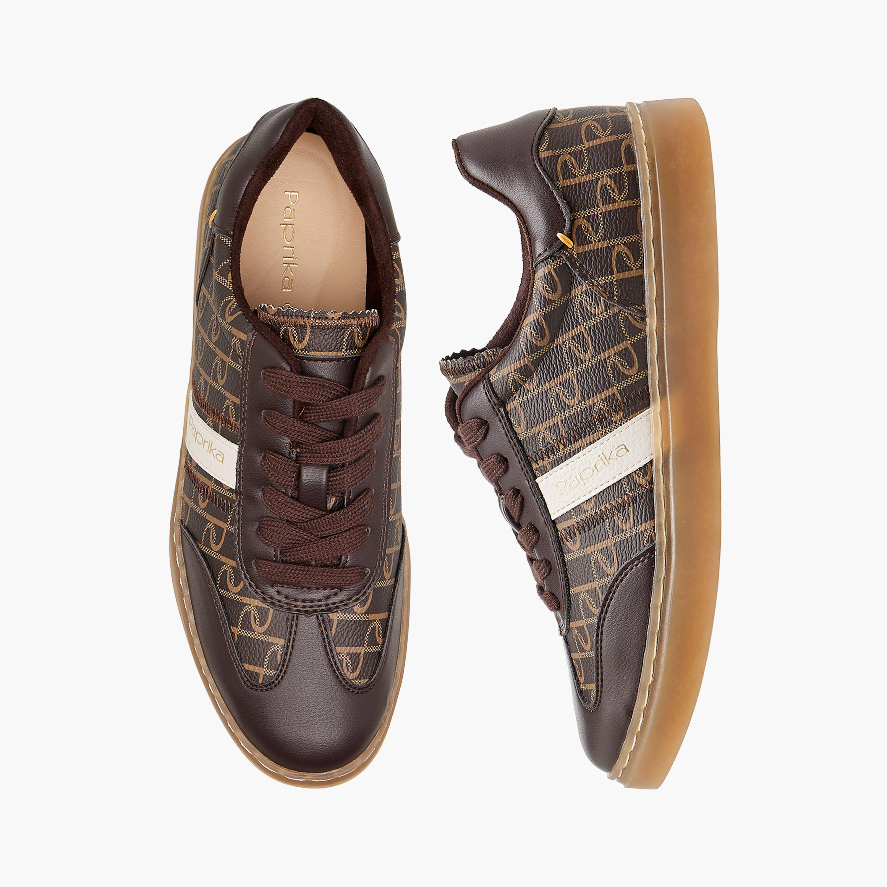 Paprika Monogram Print Lace-Up Sneakers-women-shoes-sneakers-image-1