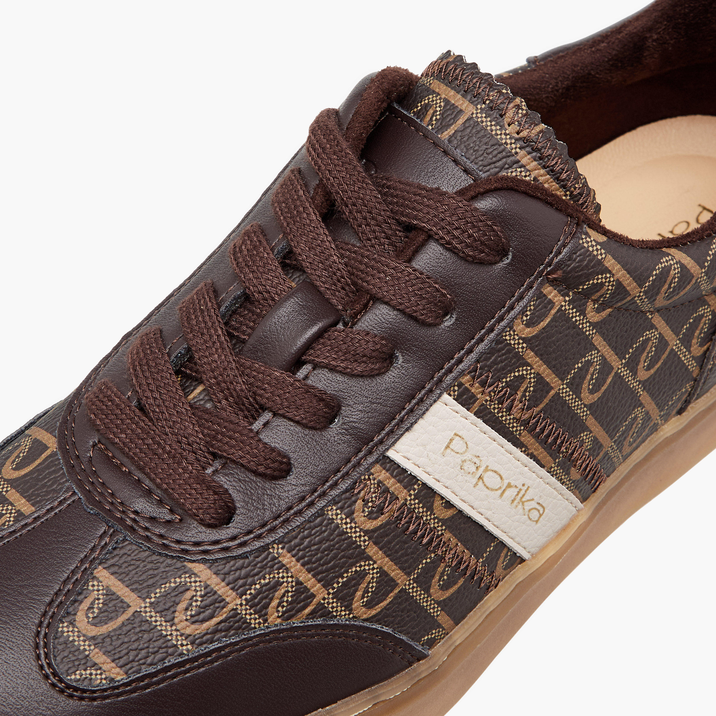 Paprika Monogram Print Lace-Up Sneakers-women-shoes-sneakers-image-4
