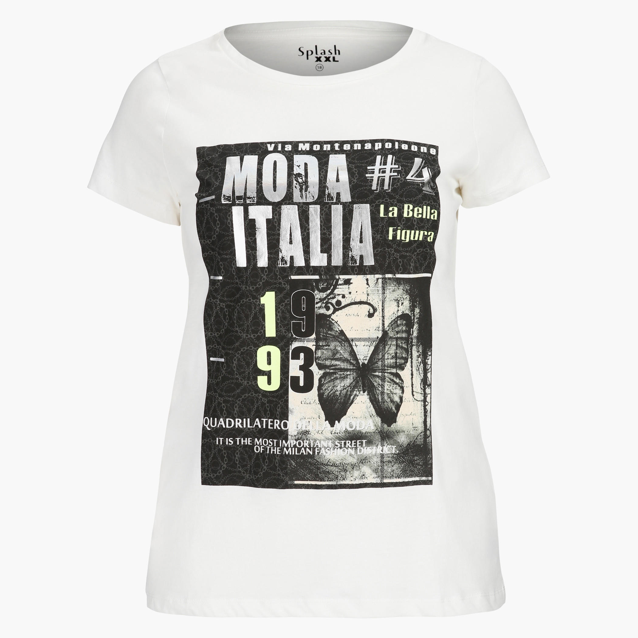 Printed Round Neck T-shirt with Short Sleeves-women-clothing-tshirts-image-3