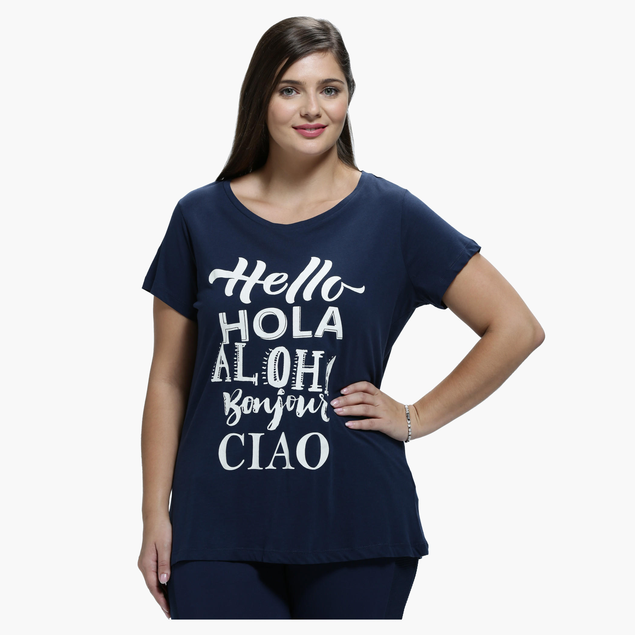 Plus Size Printed T-Shirt with Round Neck in Regular Fit-women-clothing-tshirts-image-1
