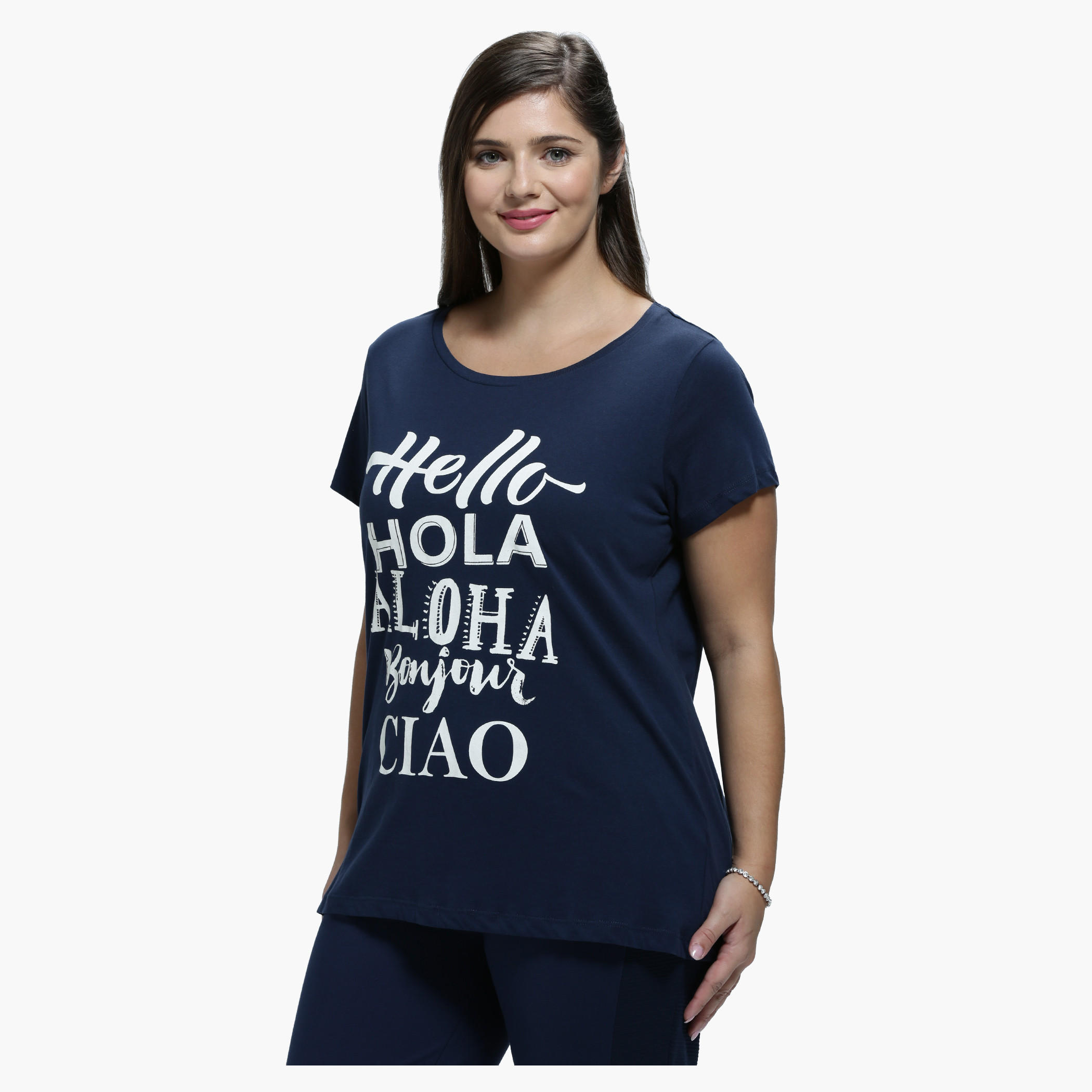 Plus Size Printed T-Shirt with Round Neck in Regular Fit-women-clothing-tshirts-image-3