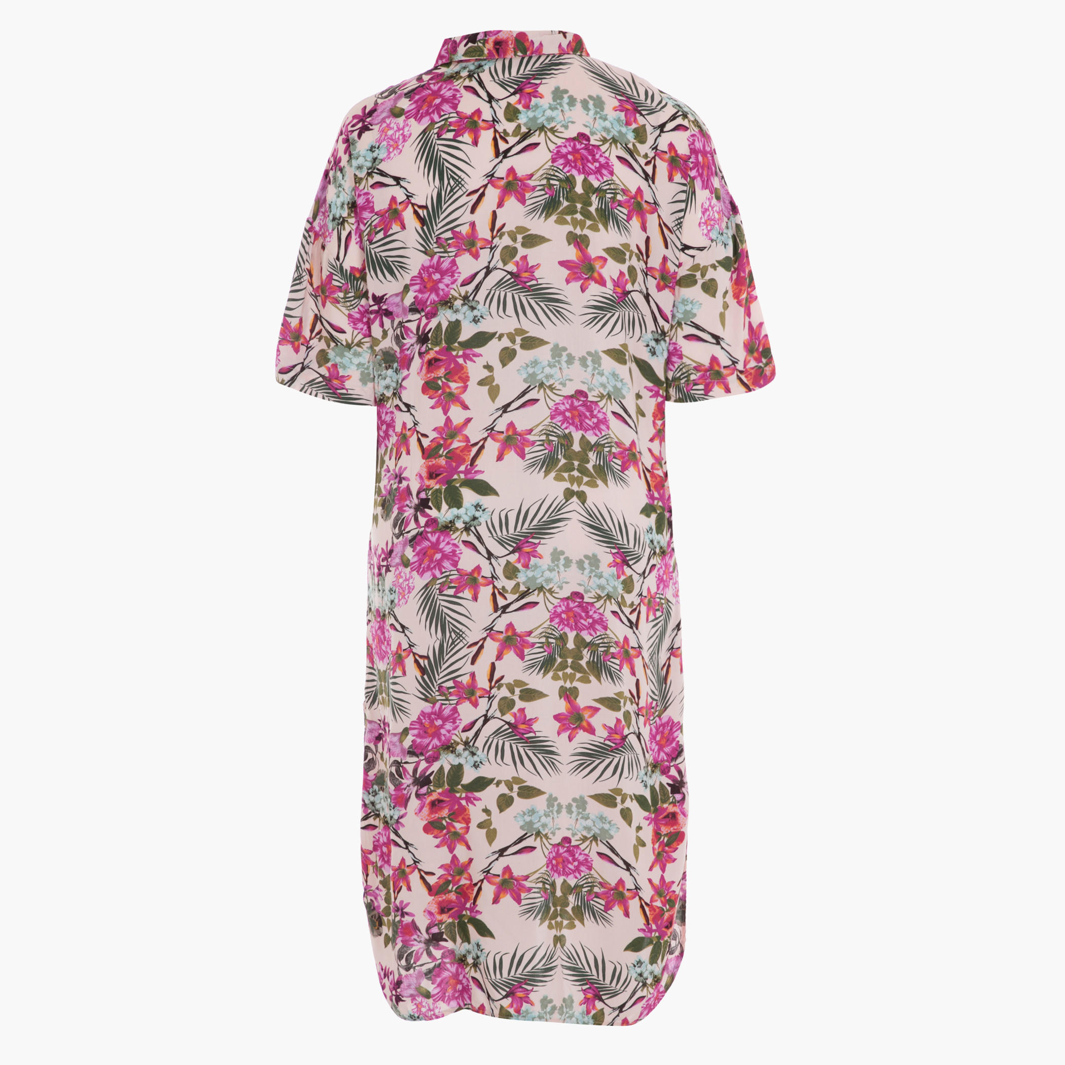 Plus Size Floral Printed High-low Shirt Dress-women-clothing-dresses-image-2