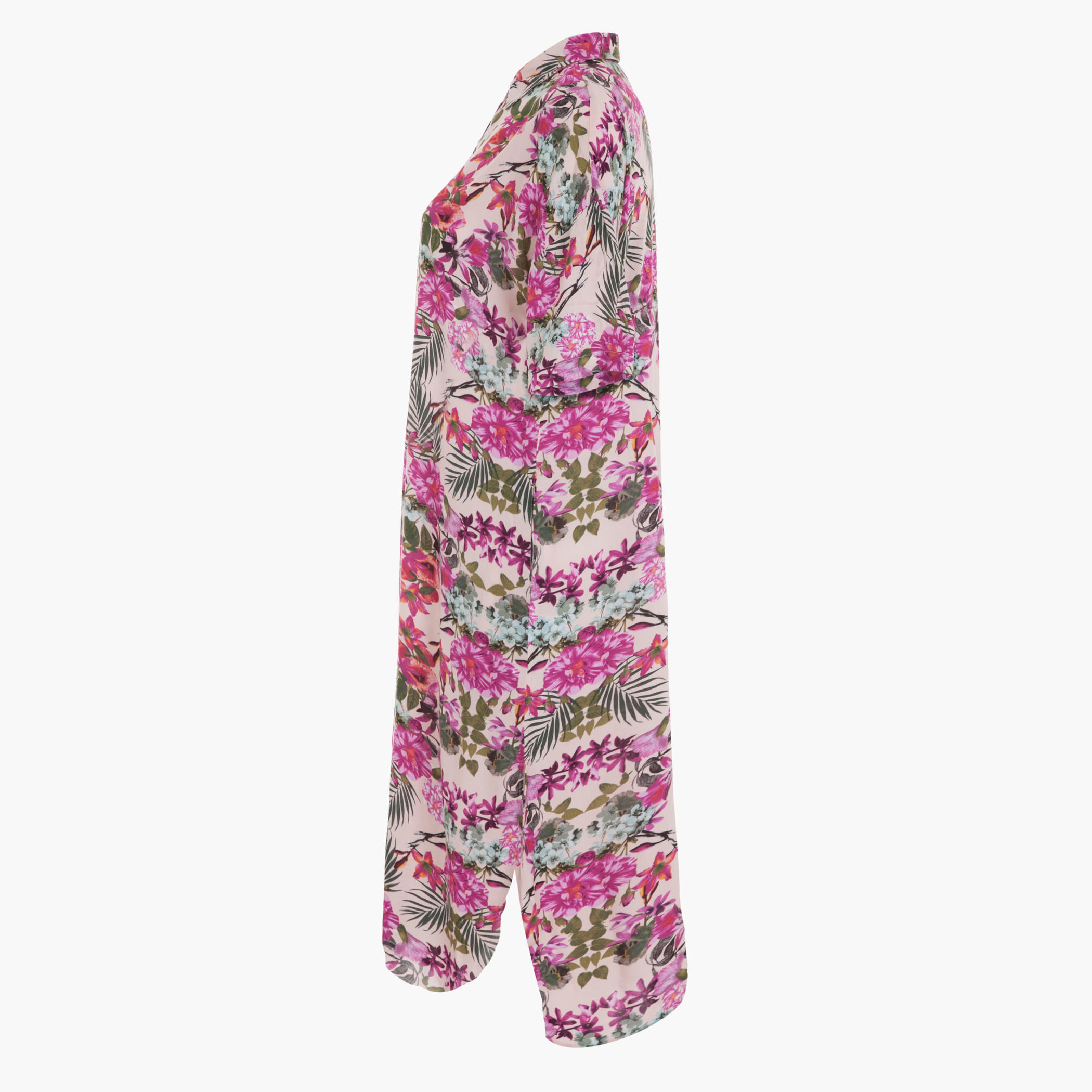 Plus Size Floral Printed High-low Shirt Dress-women-clothing-dresses-image-3