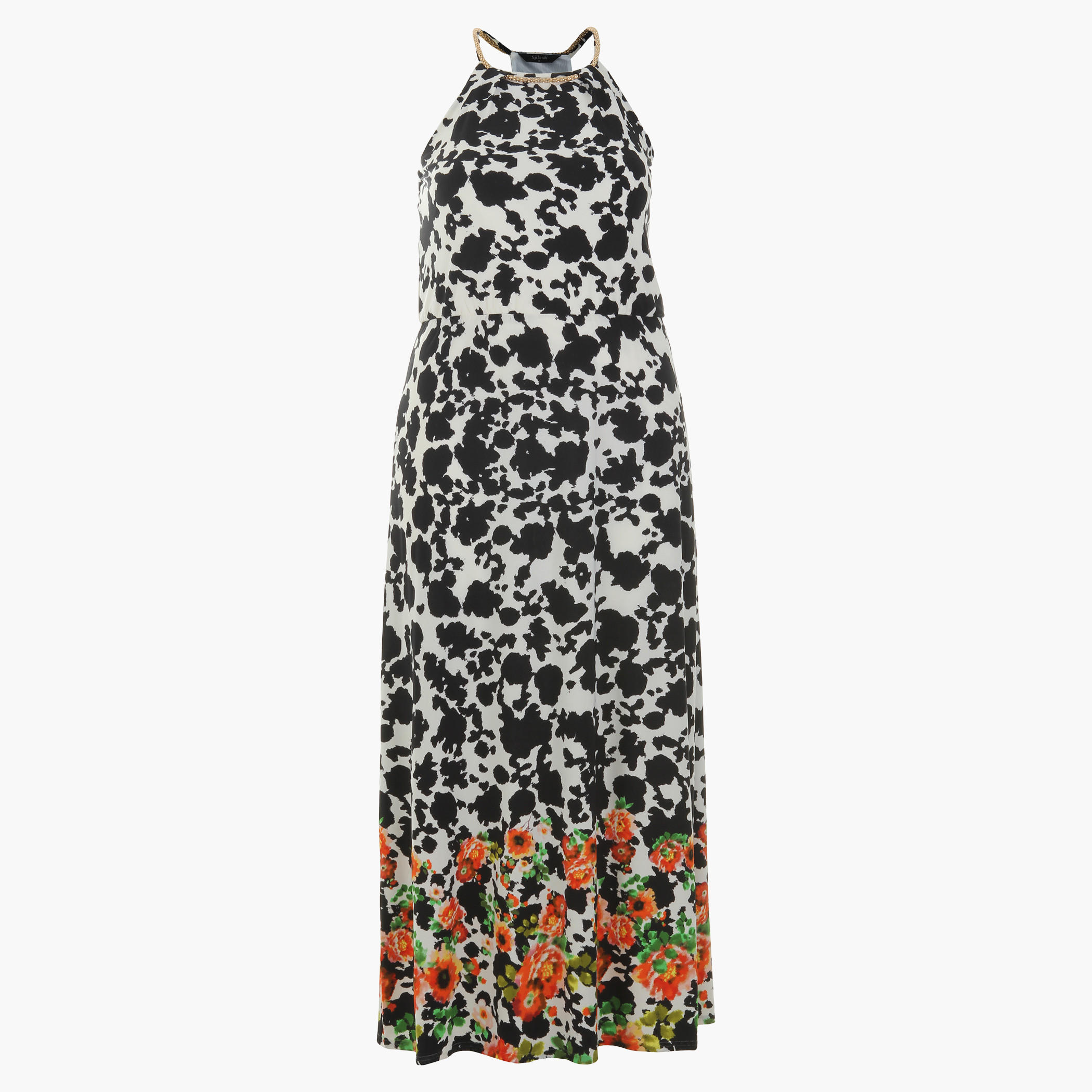 Plus Size Sleeveless Printed Maxi Dress with Neck Trim-women-clothing-dresses-image-1