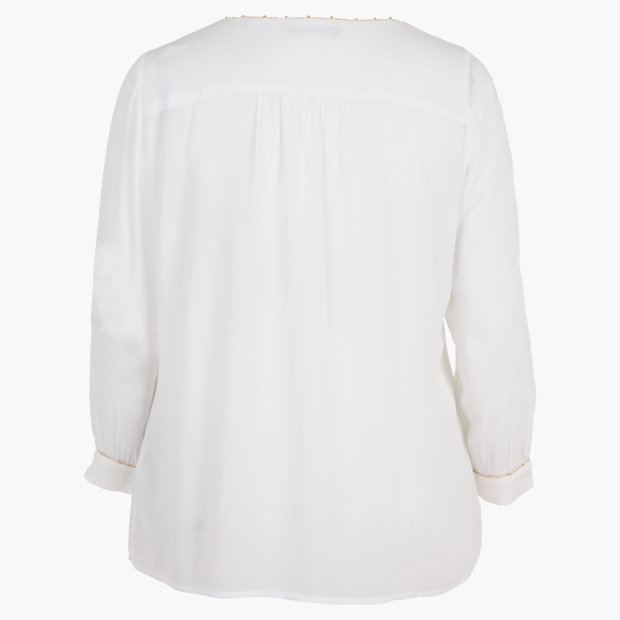 Plus Size Round Neck Top with Long Sleeves and Edge Trim Details-women-clothing-shirtsandblouses-blouses-image-2