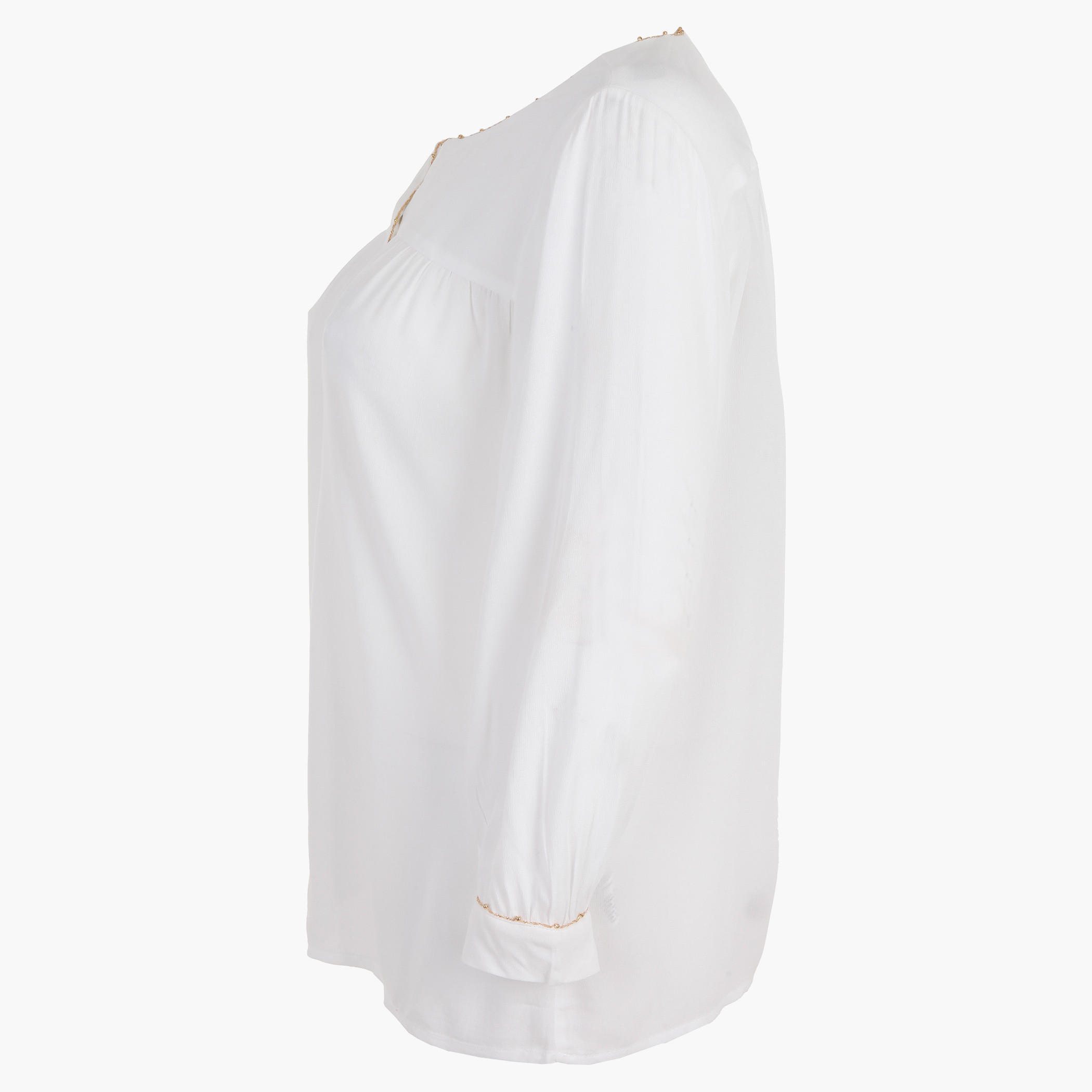 Plus Size Round Neck Top with Long Sleeves and Edge Trim Details-women-clothing-shirtsandblouses-blouses-image-3