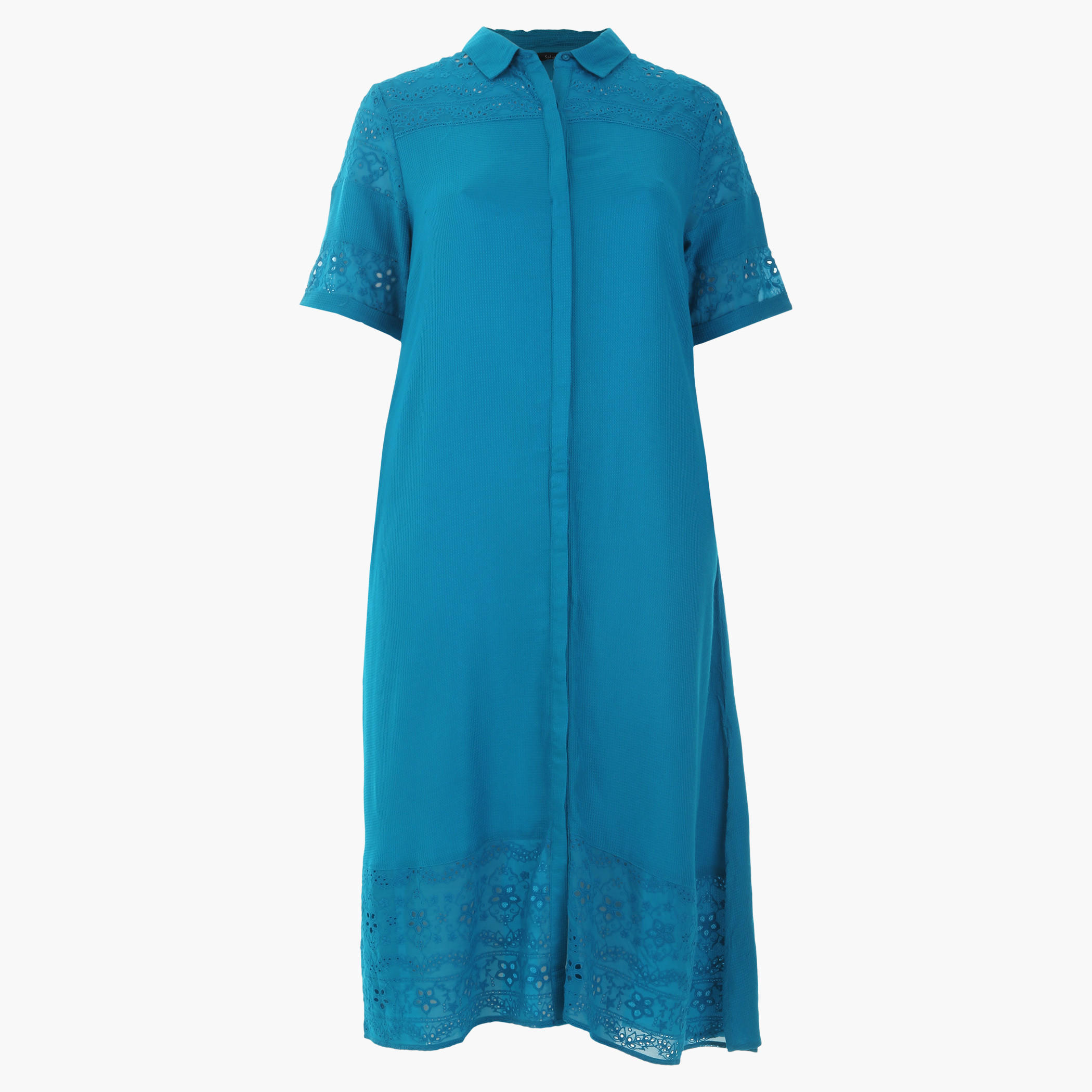 Plus Size Button Through Dress with Short Sleeves-women-clothing-dresses-image-1
