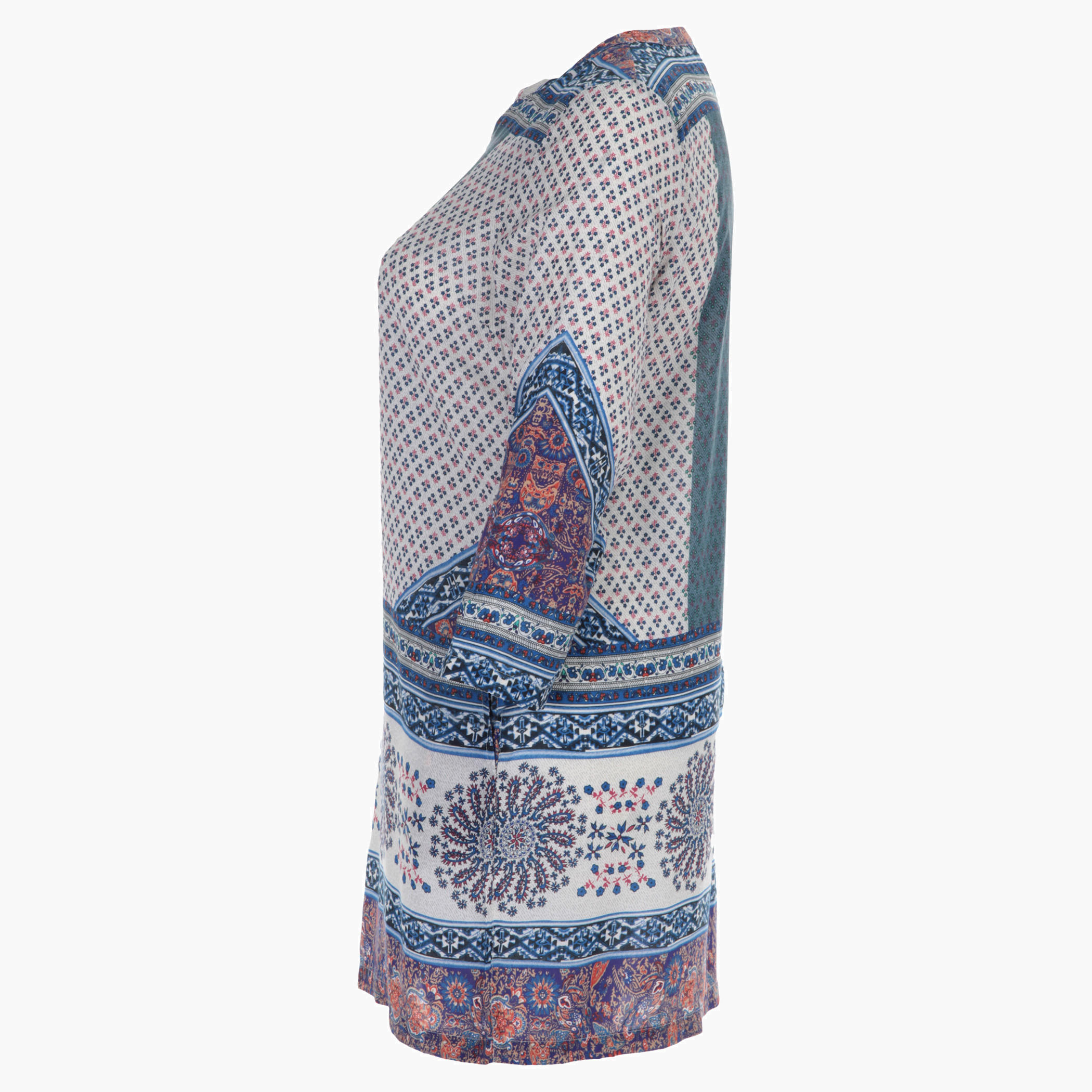 Printed Tunic with V-neck and Long Sleeves-women-clothing-shirtsandblouses-blouses-image-1