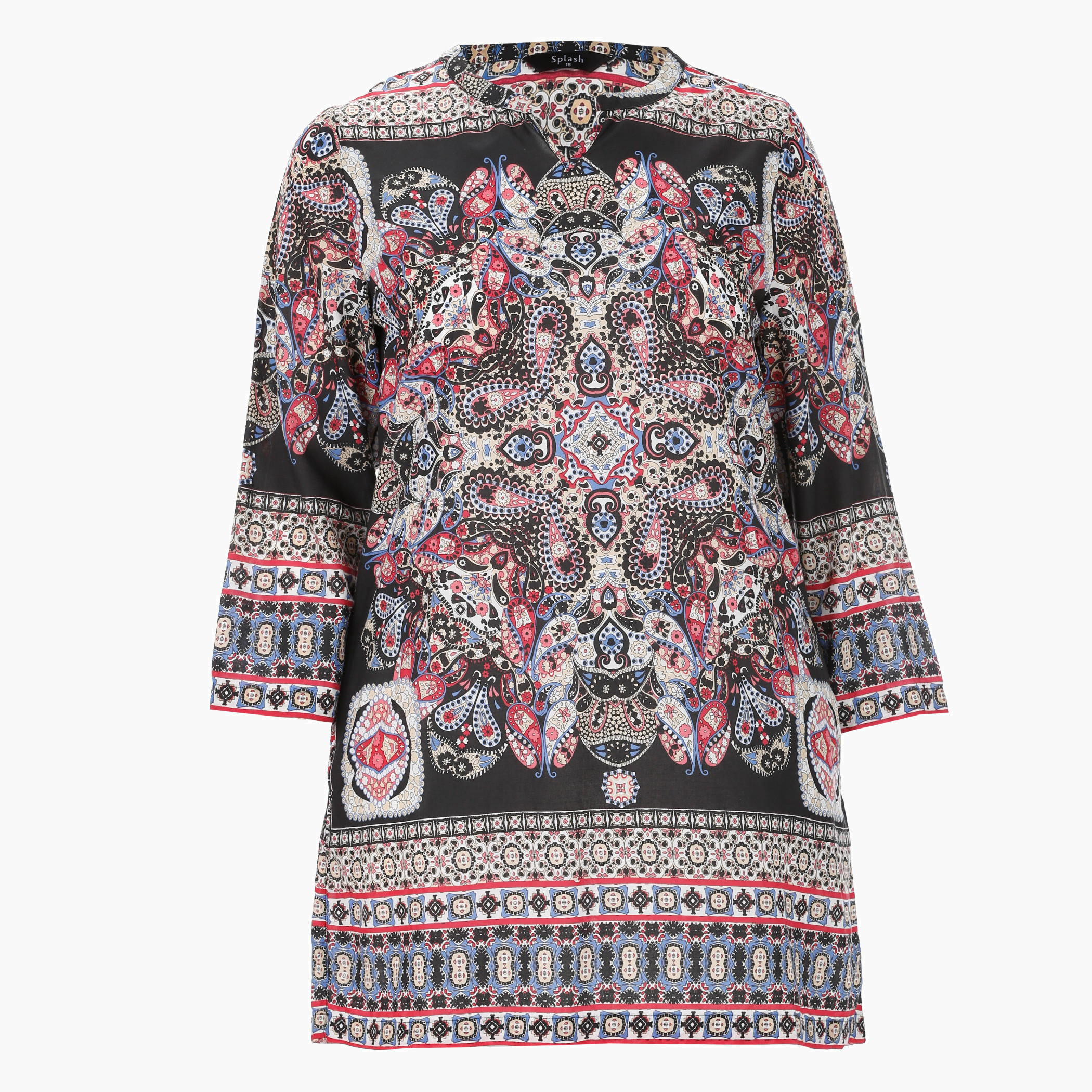 Plus Size Printed Tunic with Mandarin Collar-women-clothing-shirtsandblouses-blouses-image-1