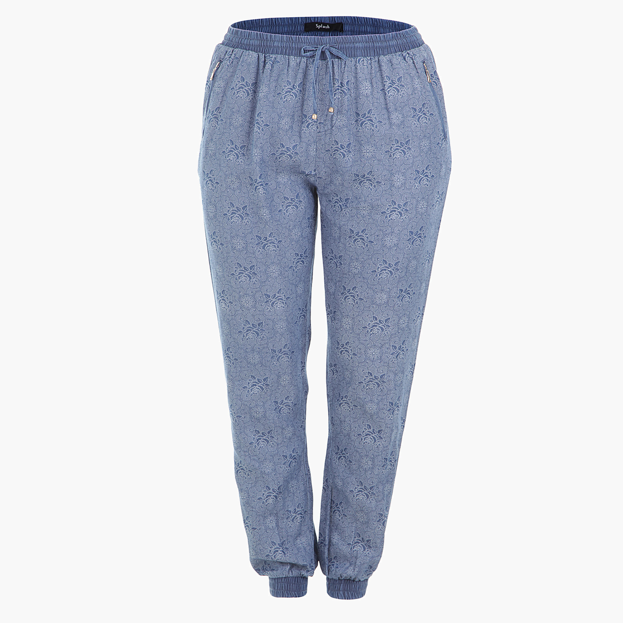 Plus Size Printed Denims with Cuffed Hem-women-clothing-bottoms-joggers-image-1
