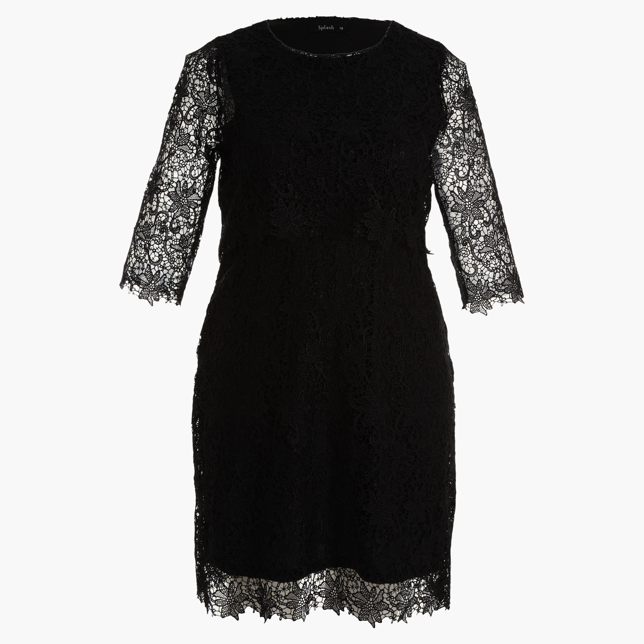 Plus Size Layered Lace Top with Three-Quarter Sleeves-women-clothing-dresses-image-1