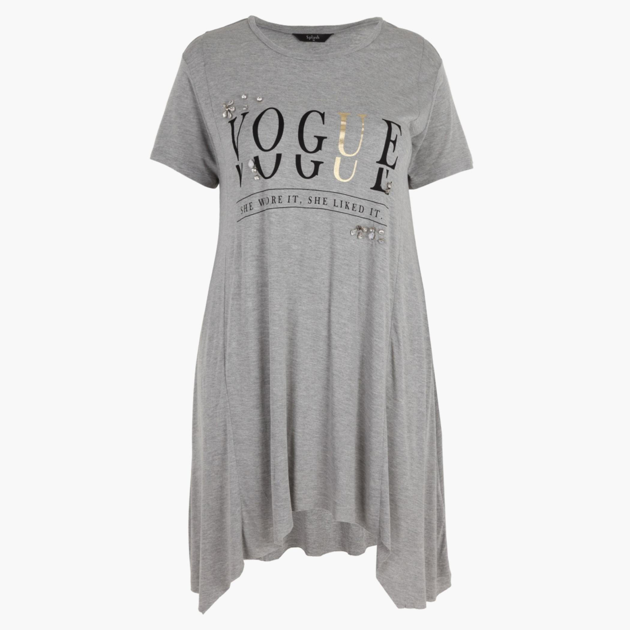 Plus Size Jewelled T-Shirt with Round Neck and Short Sleeves-women-clothing-tshirts-image-1