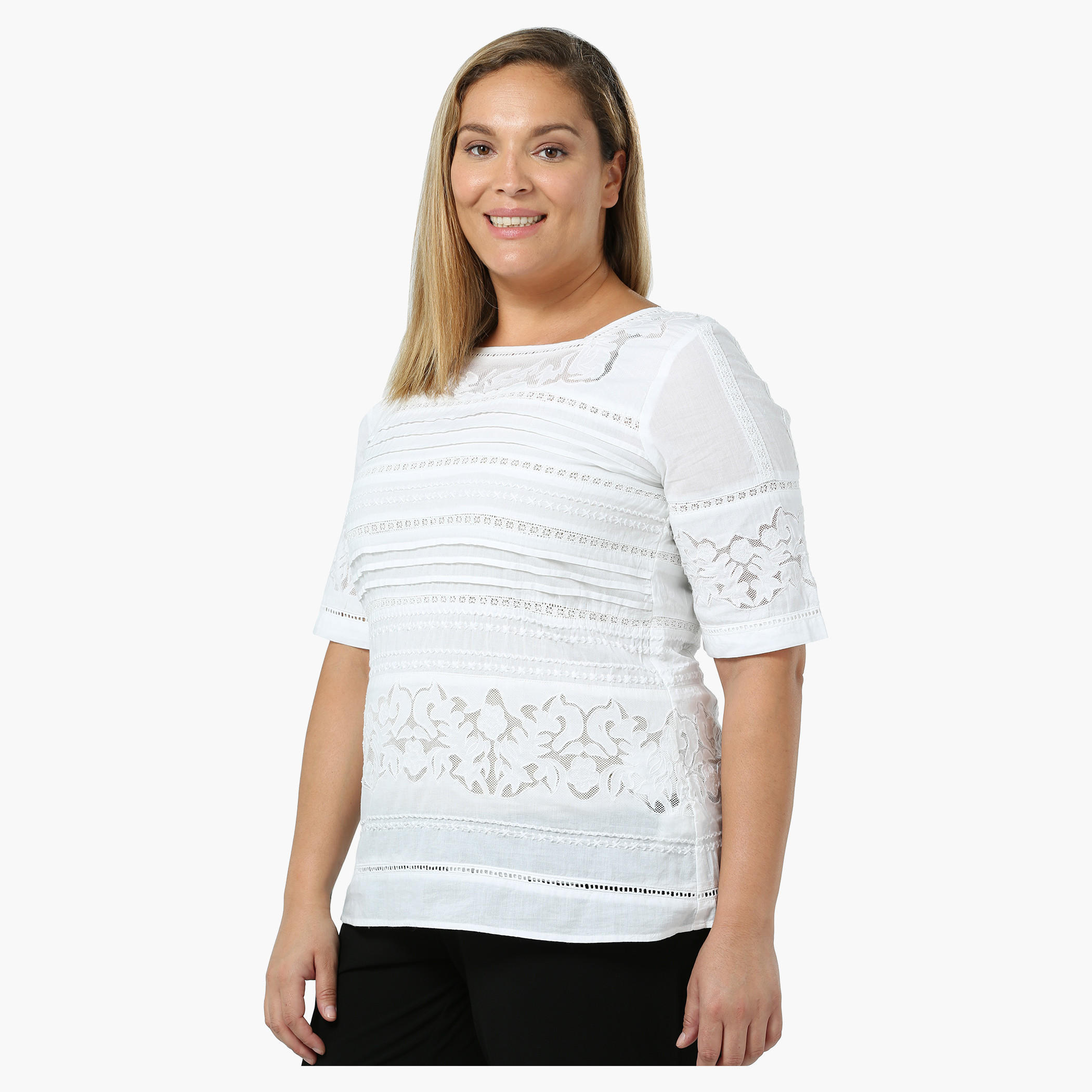Plus Size Short-sleeved Embroidered Top-women-clothing-shirtsandblouses-blouses-image-3