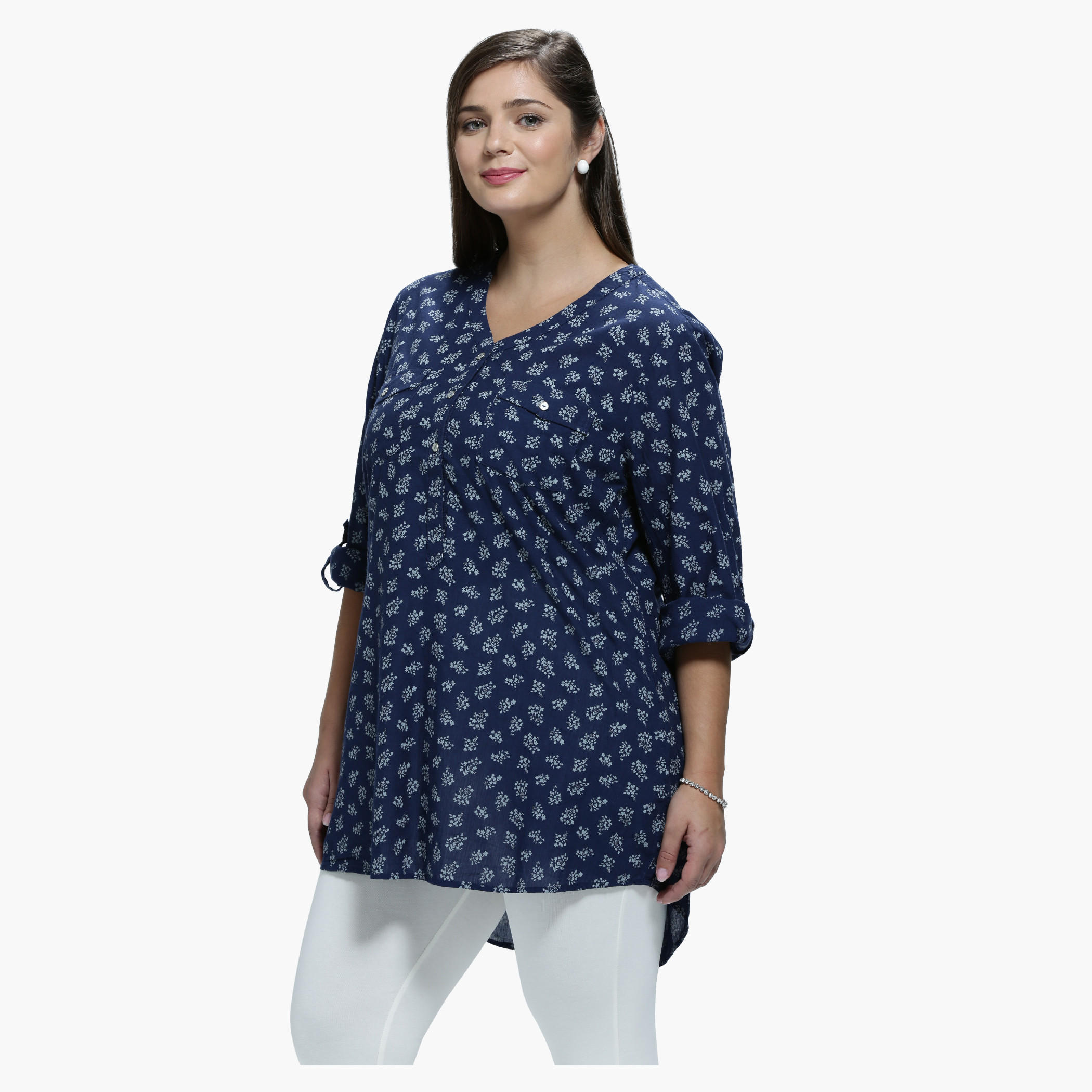 Plus Size Printed Top with V-Neck and Long Sleeves-women-clothing-shirtsandblouses-blouses-image-3