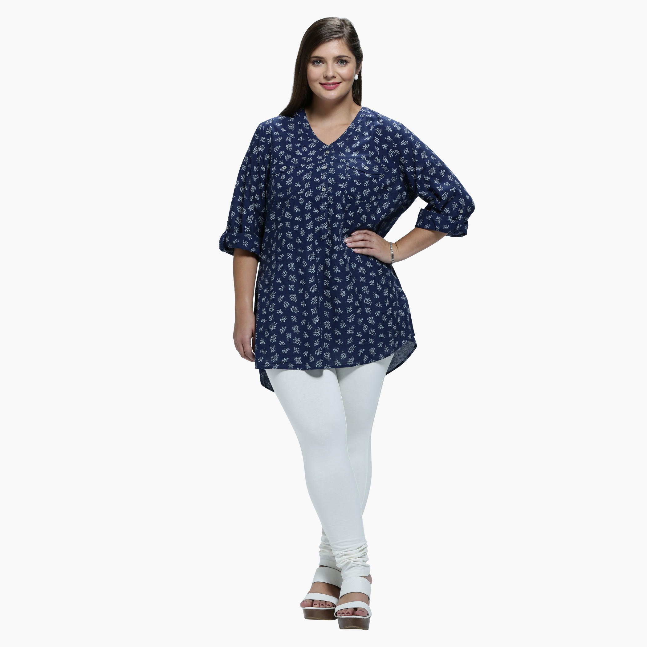 Plus Size Printed Top with V-Neck and Long Sleeves-women-clothing-shirtsandblouses-blouses-image-5