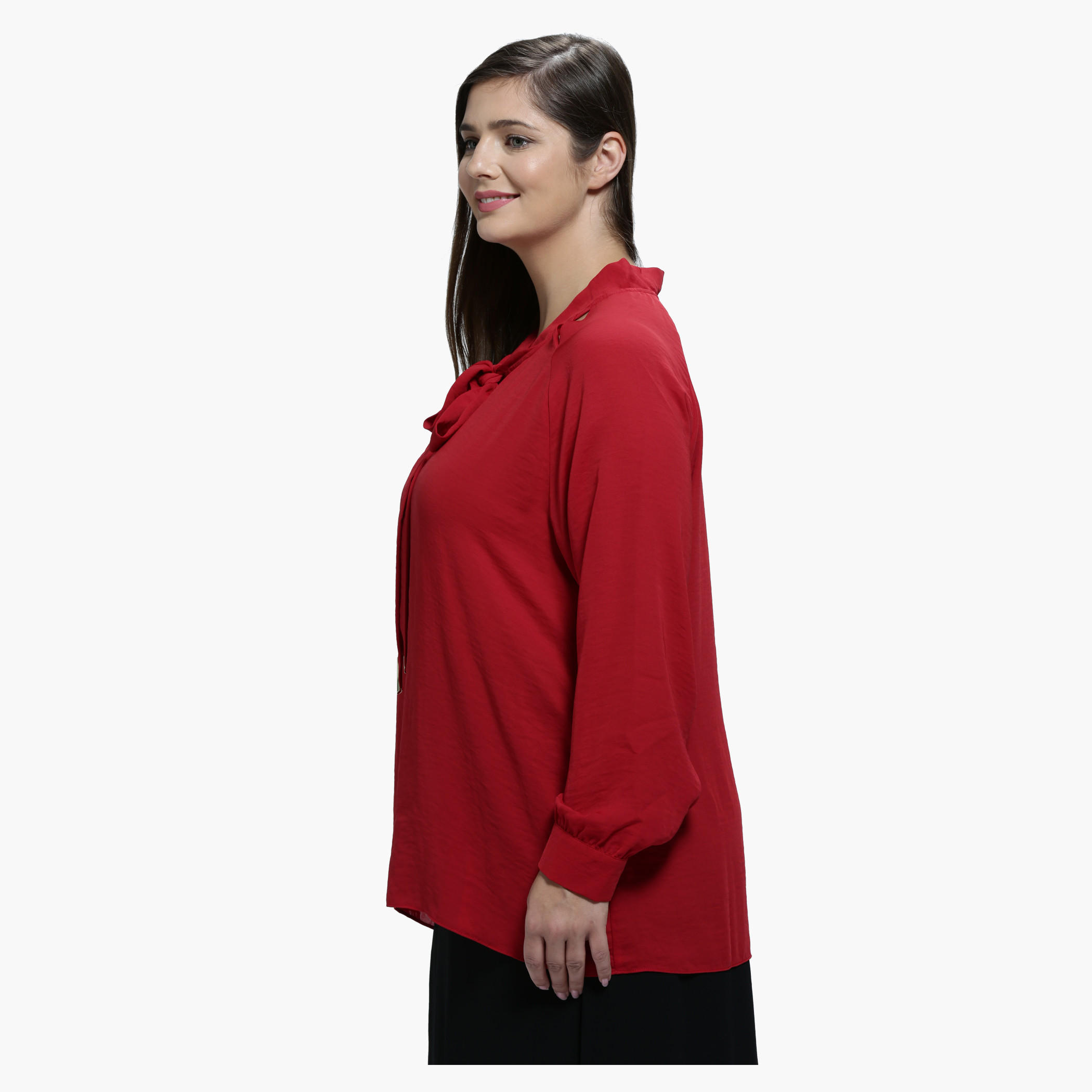 Plus Size Top with Tie-Up Neck and Long Sleeves-women-clothing-shirtsandblouses-blouses-image-3