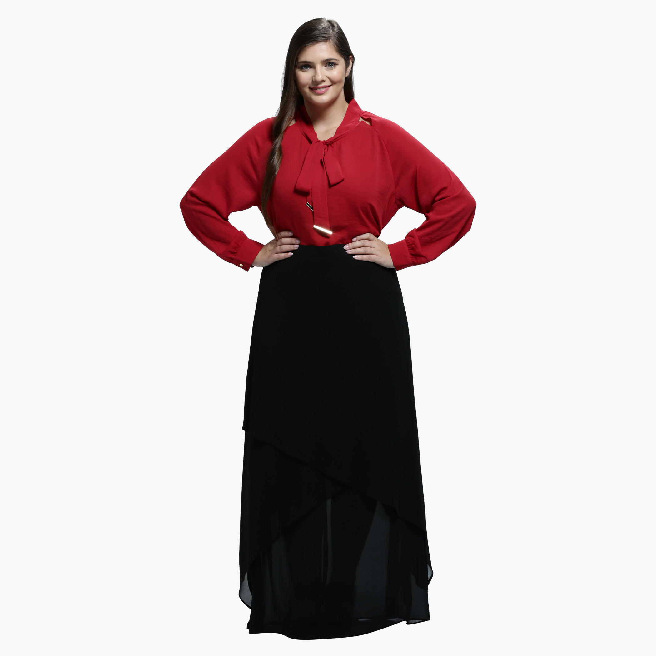 Plus Size Top with Tie-Up Neck and Long Sleeves-women-clothing-shirtsandblouses-blouses-image-5