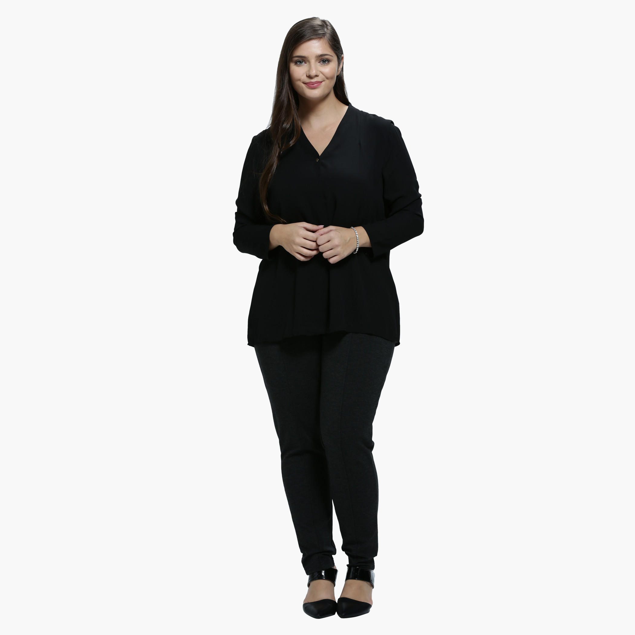 Plus Size Top with V-Neck and Long Sleeves-women-clothing-shirtsandblouses-blouses-image-5