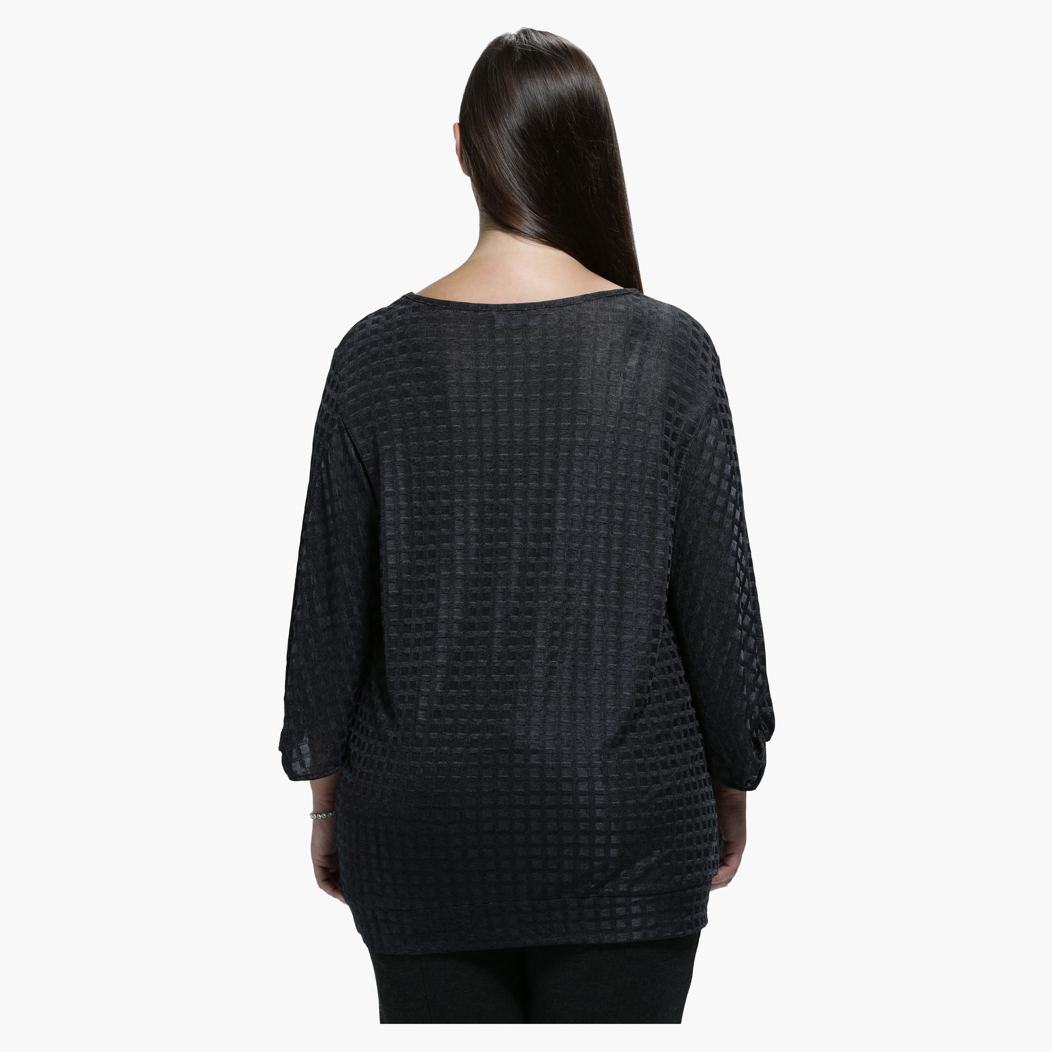 Plus Size Top with Round Neck and Twist Sleeves-women-clothing-shirtsandblouses-blouses-image-2