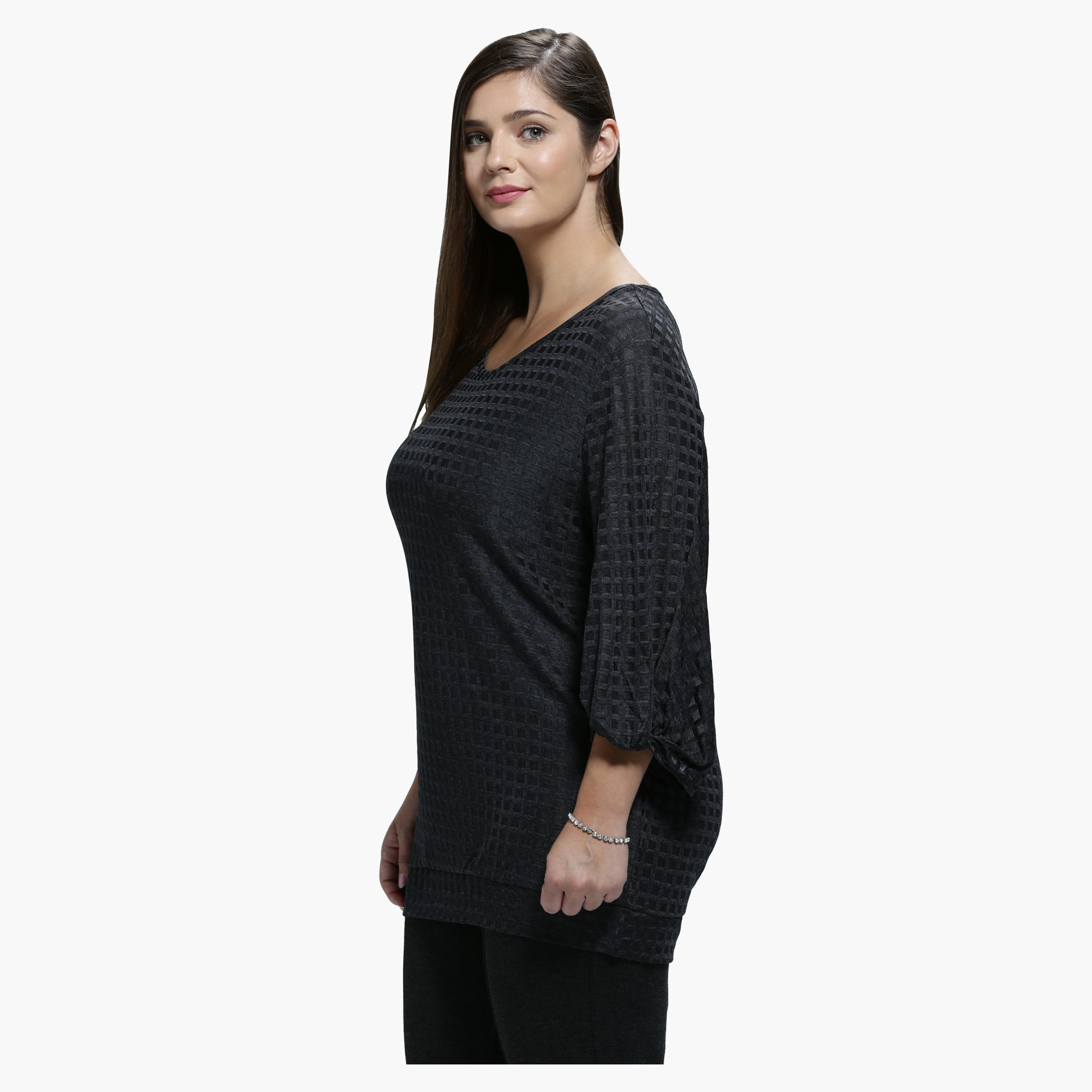 Plus Size Top with Round Neck and Twist Sleeves-women-clothing-shirtsandblouses-blouses-image-3
