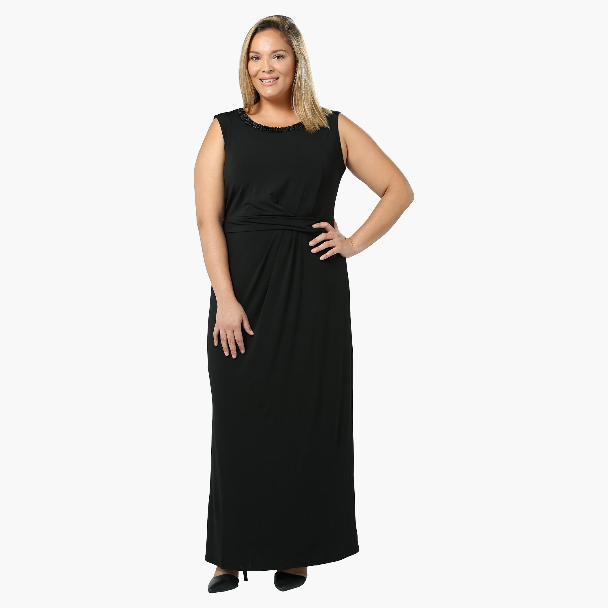 Plus Size Sleeveless Maxi with Embellished Neck-women-clothing-dresses-image-4