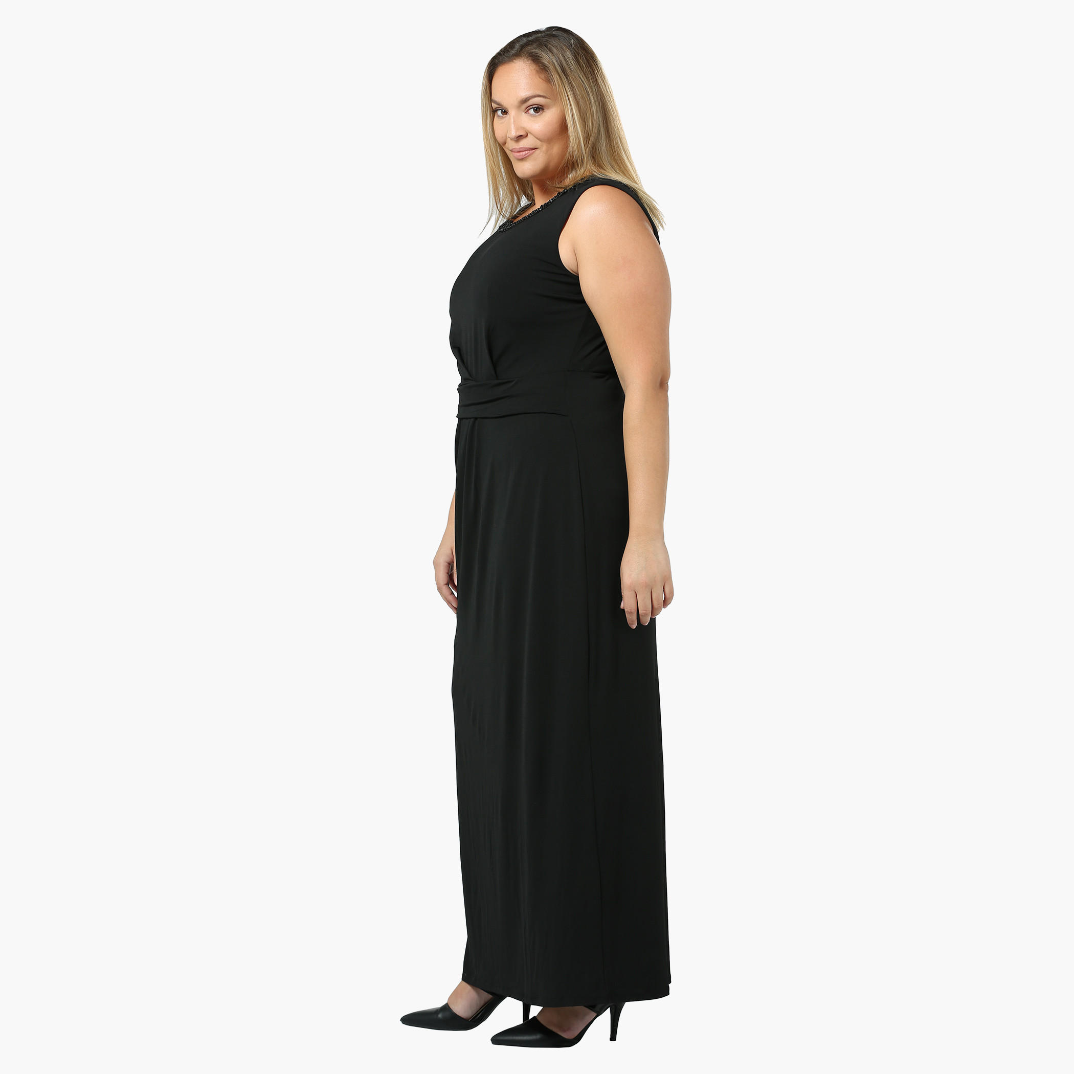Plus Size Sleeveless Maxi with Embellished Neck-women-clothing-dresses-image-2