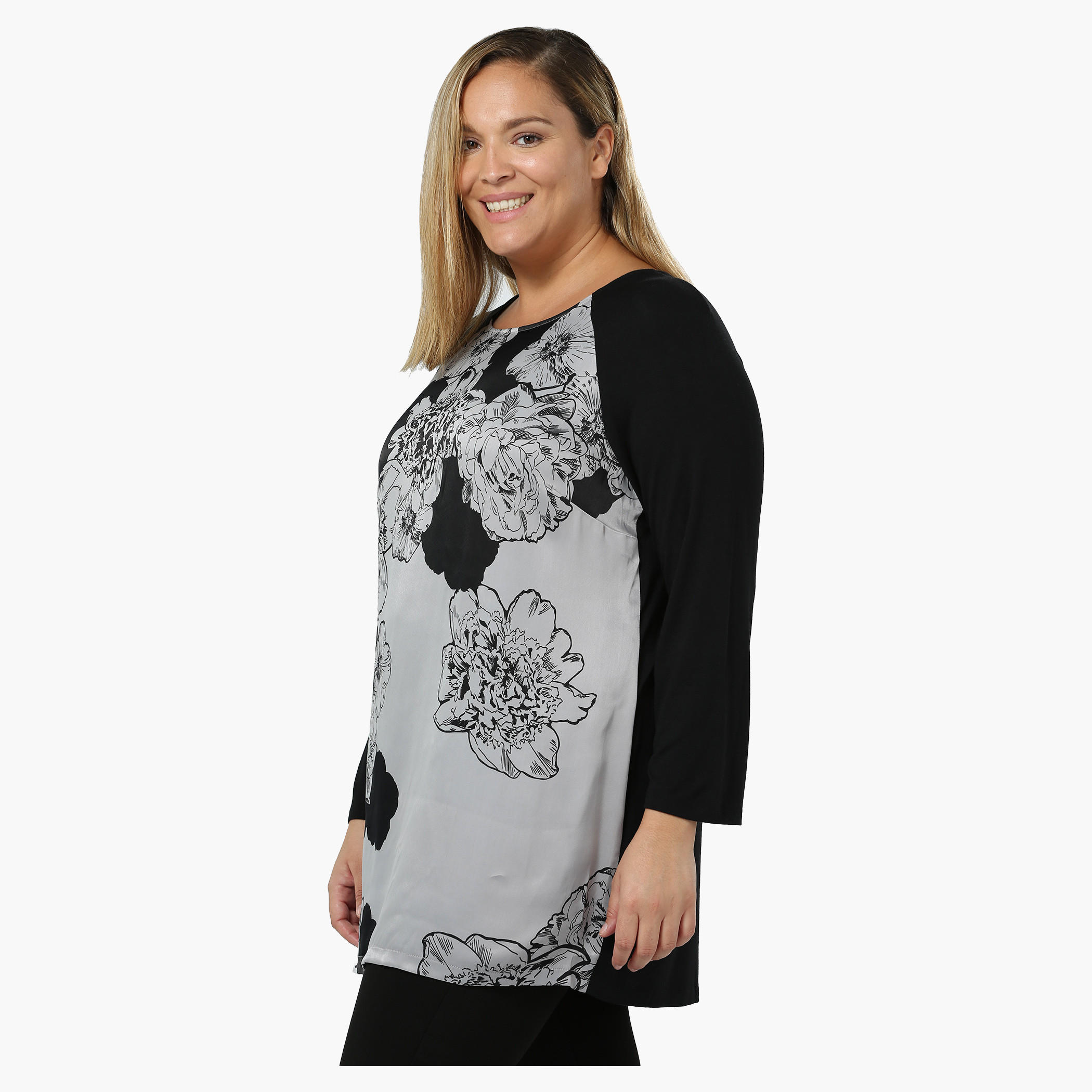 Plus Size Floral Printed Full-sleeved Tunic-women-clothing-shirtsandblouses-blouses-image-3
