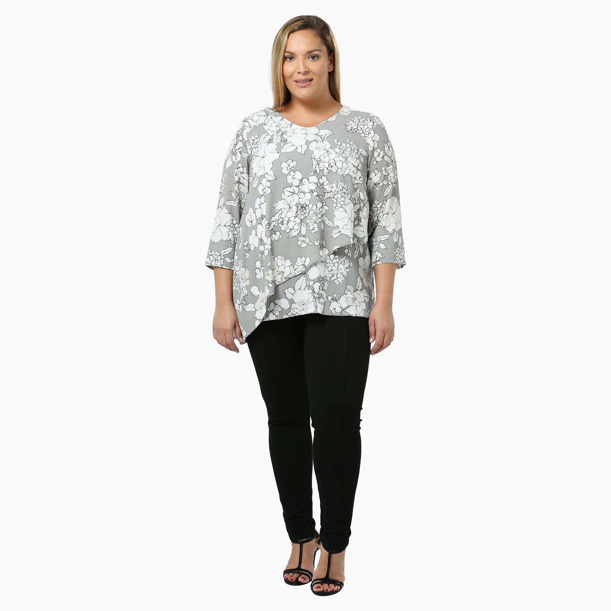Plus Size Floral Printed Double-layered Top-women-clothing-shirtsandblouses-blouses-image-5
