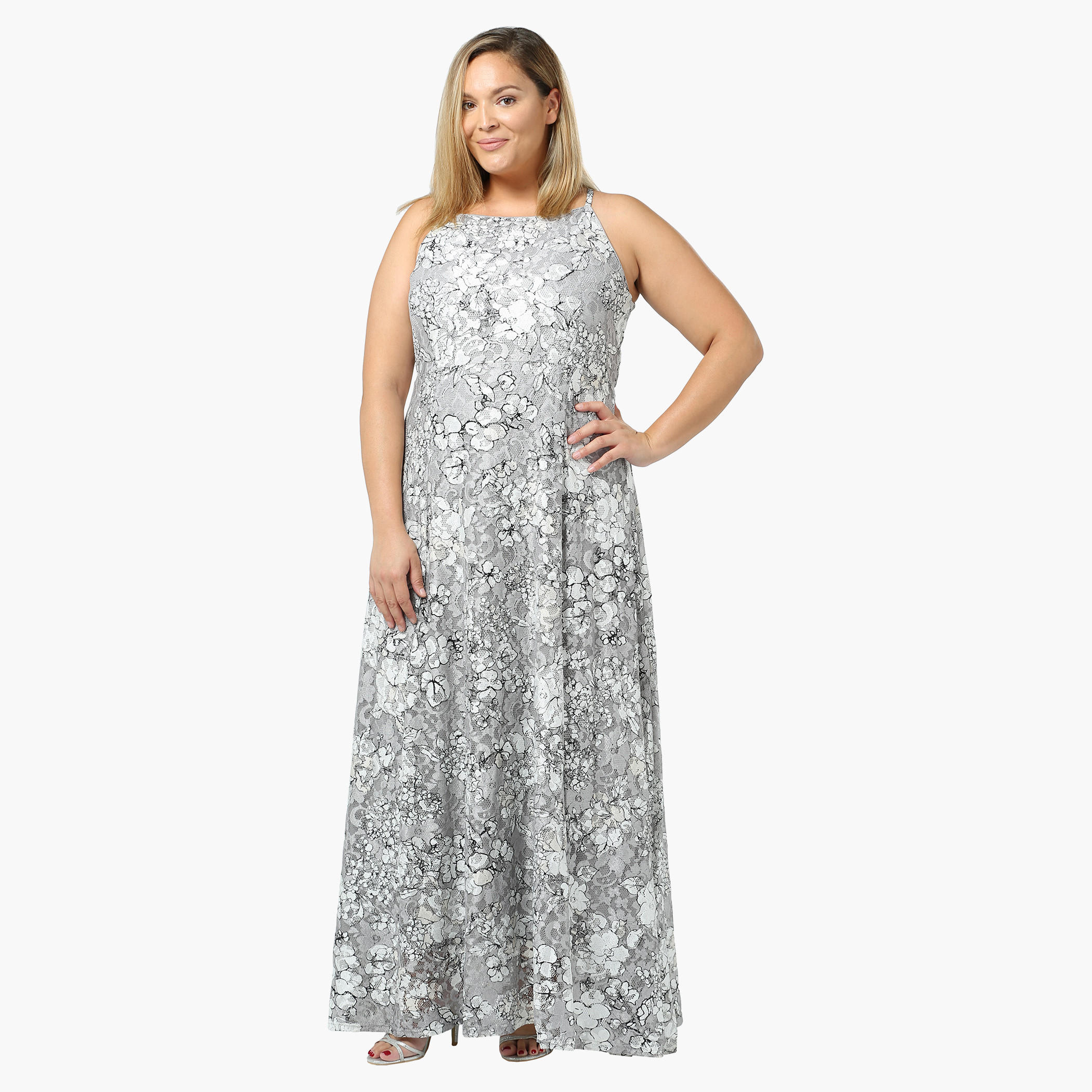 Plus Size Sleeveless Floral Printed Lace Maxi-women-clothing-dresses-image-1