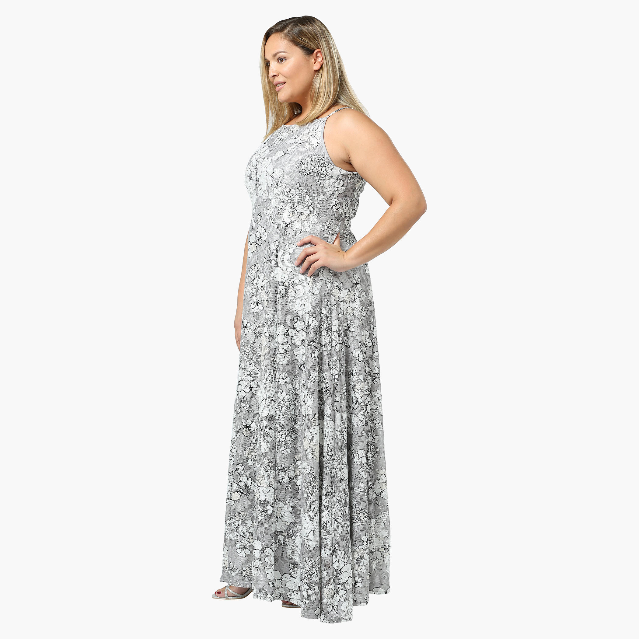 Plus Size Sleeveless Floral Printed Lace Maxi-women-clothing-dresses-image-3