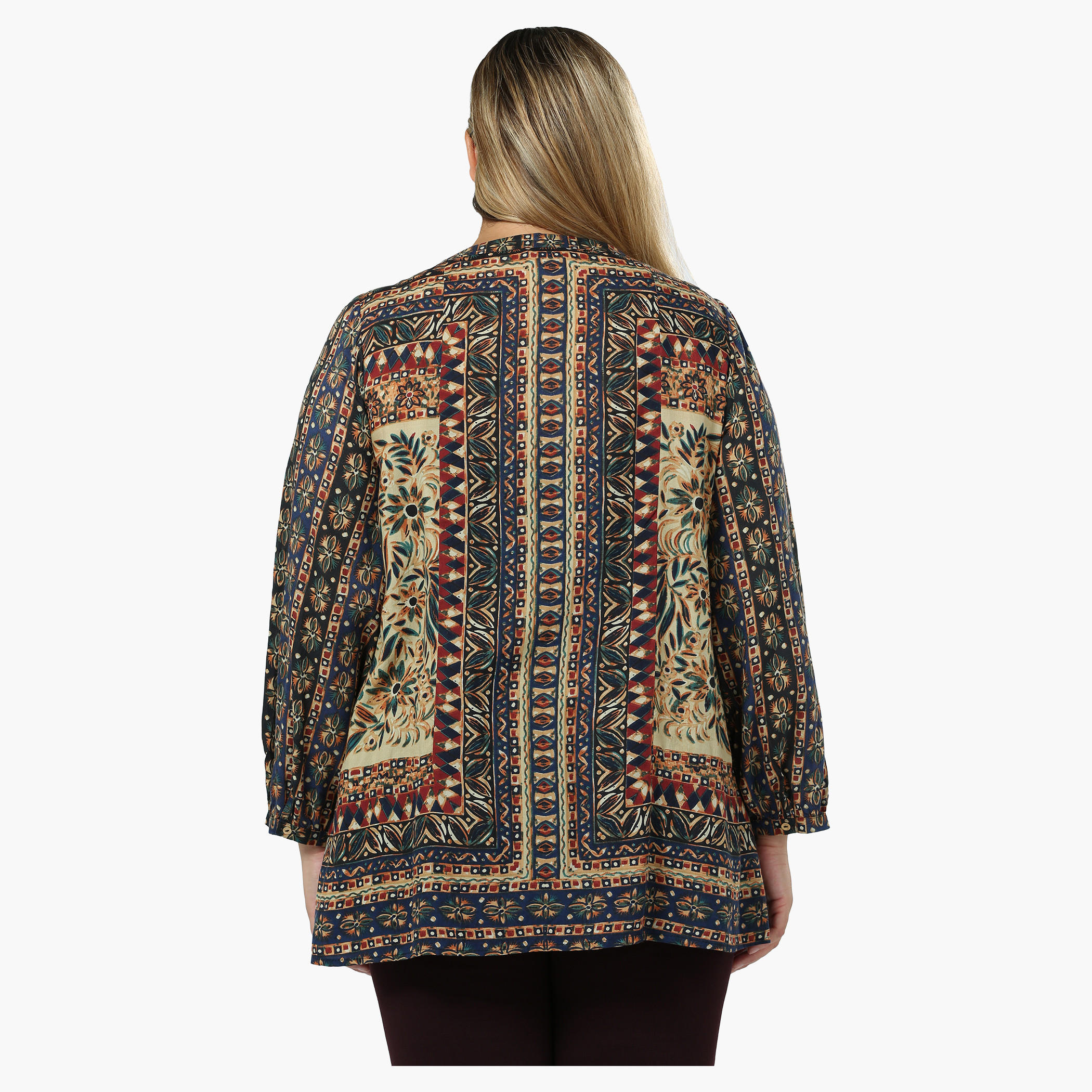 Plus Size Printed Top with Tie-up Neck-women-clothing-shirtsandblouses-blouses-image-4