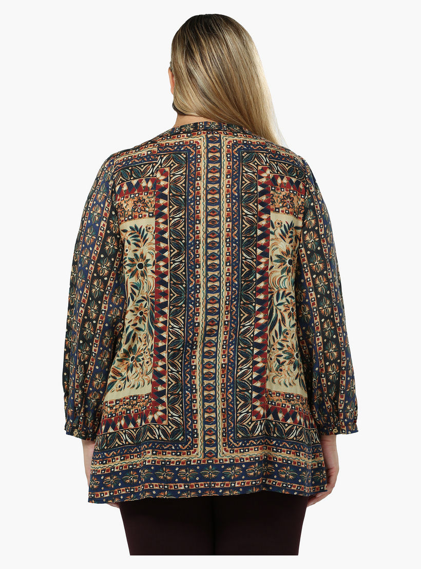Plus Size Printed Top with Tie-up Neck-women-clothing-shirtsandblouses-blouses-image-4
