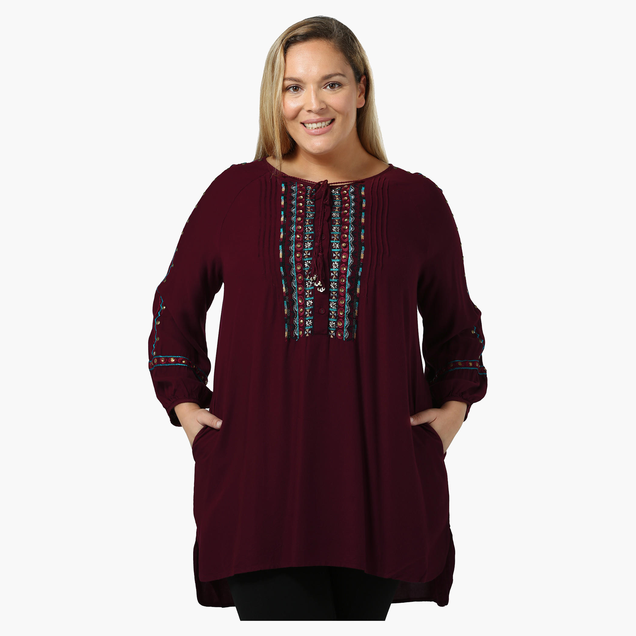 Plus Size Full-sleeved Embellished Top-women-clothing-shirtsandblouses-blouses-image-5