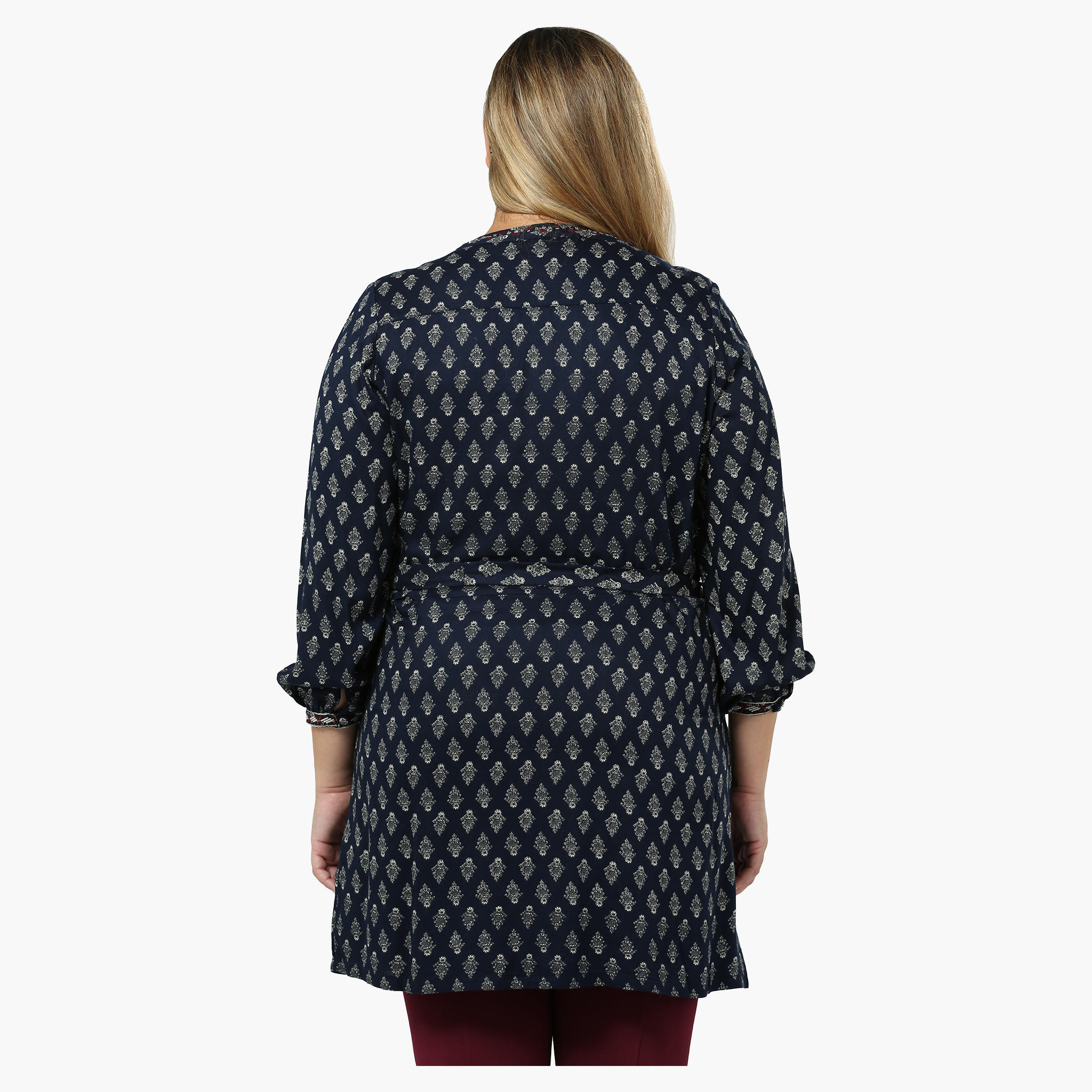 Plus Size Printed Tunic with Embroidered Neck and Belt-women-clothing-shirtsandblouses-blouses-image-2
