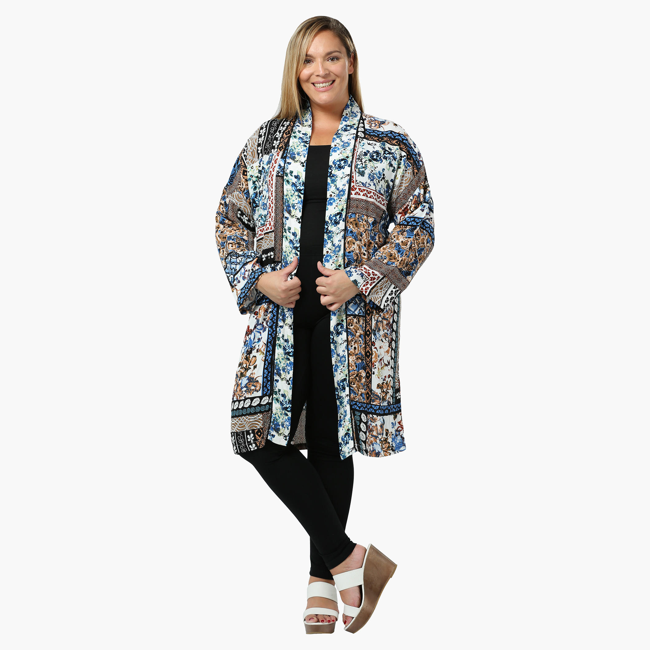 Plus Size Printed Full-sleeved Kimono-women-clothing-shirtsandblouses-blouses-image-1